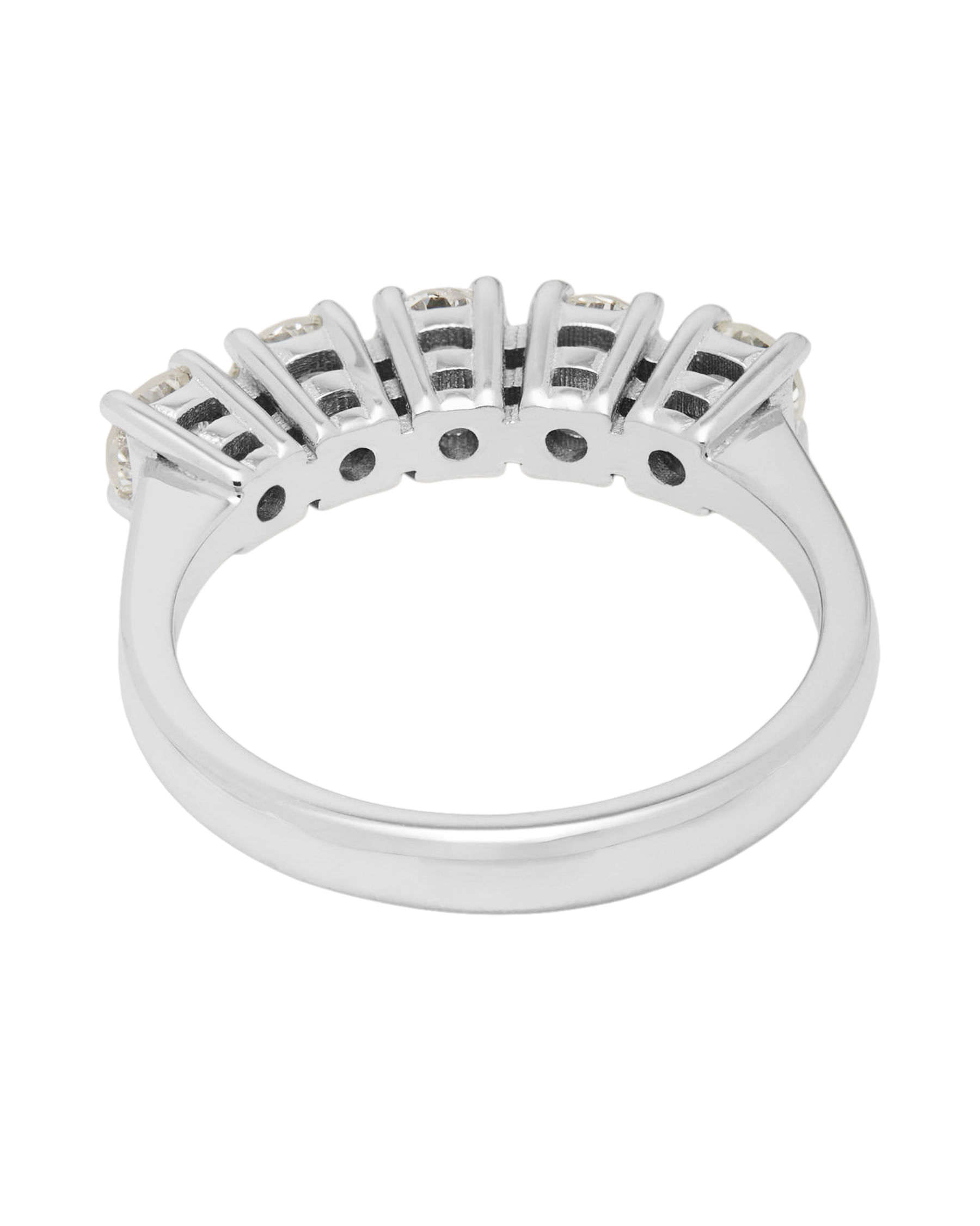 Anello veretta in oro bianco con 5 diamanti 1,05 ct-3