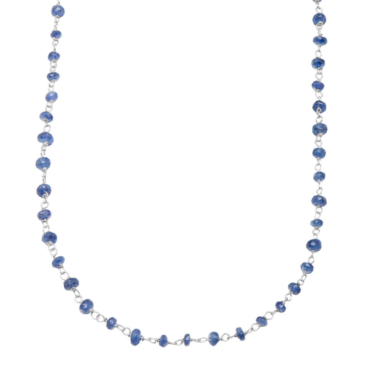 Collana maglia chanel oro bianco 18 kt con zaffiri grezzi-1