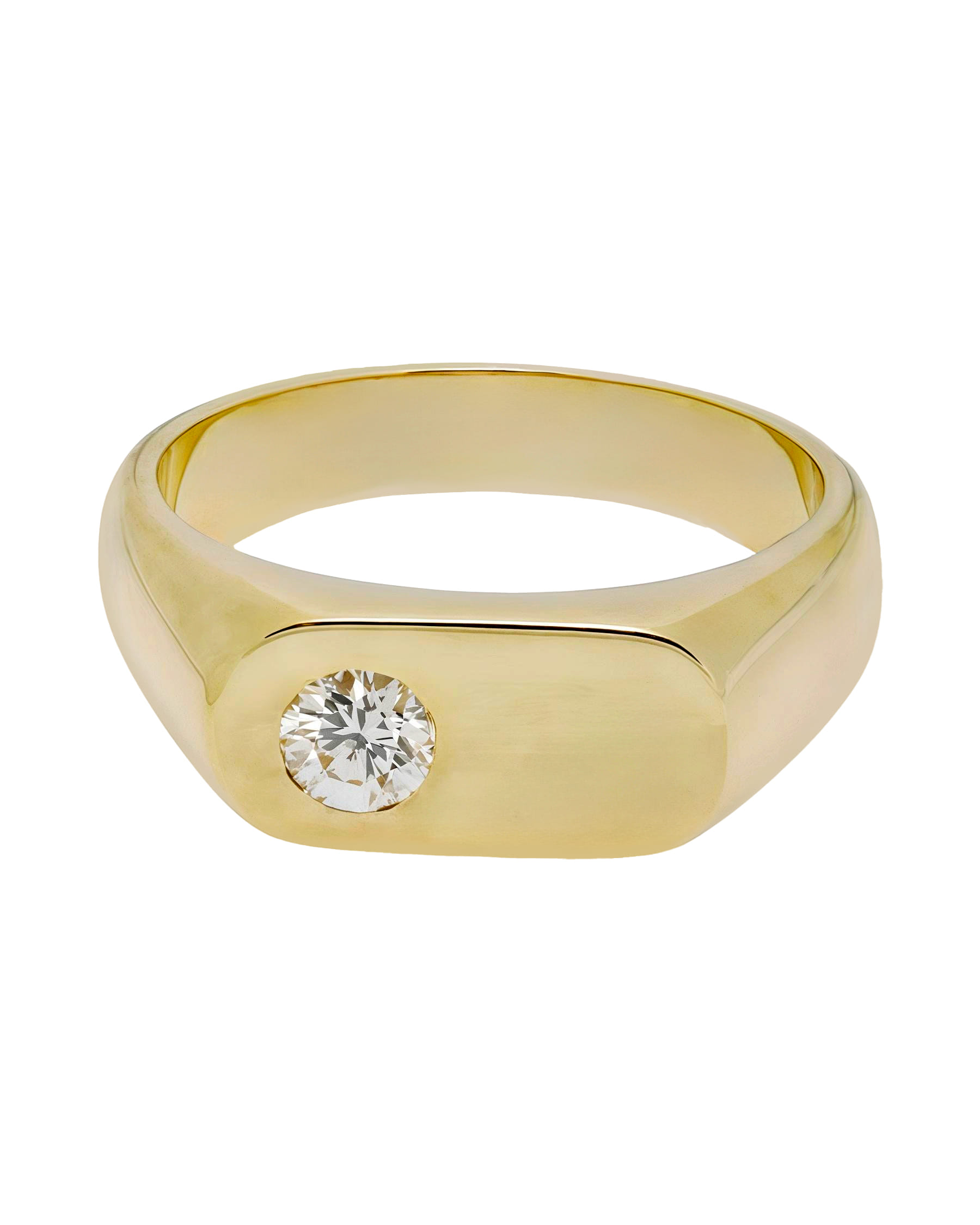 Anello sigillo rettangolare oro giallo con diamante 0,38ct-1