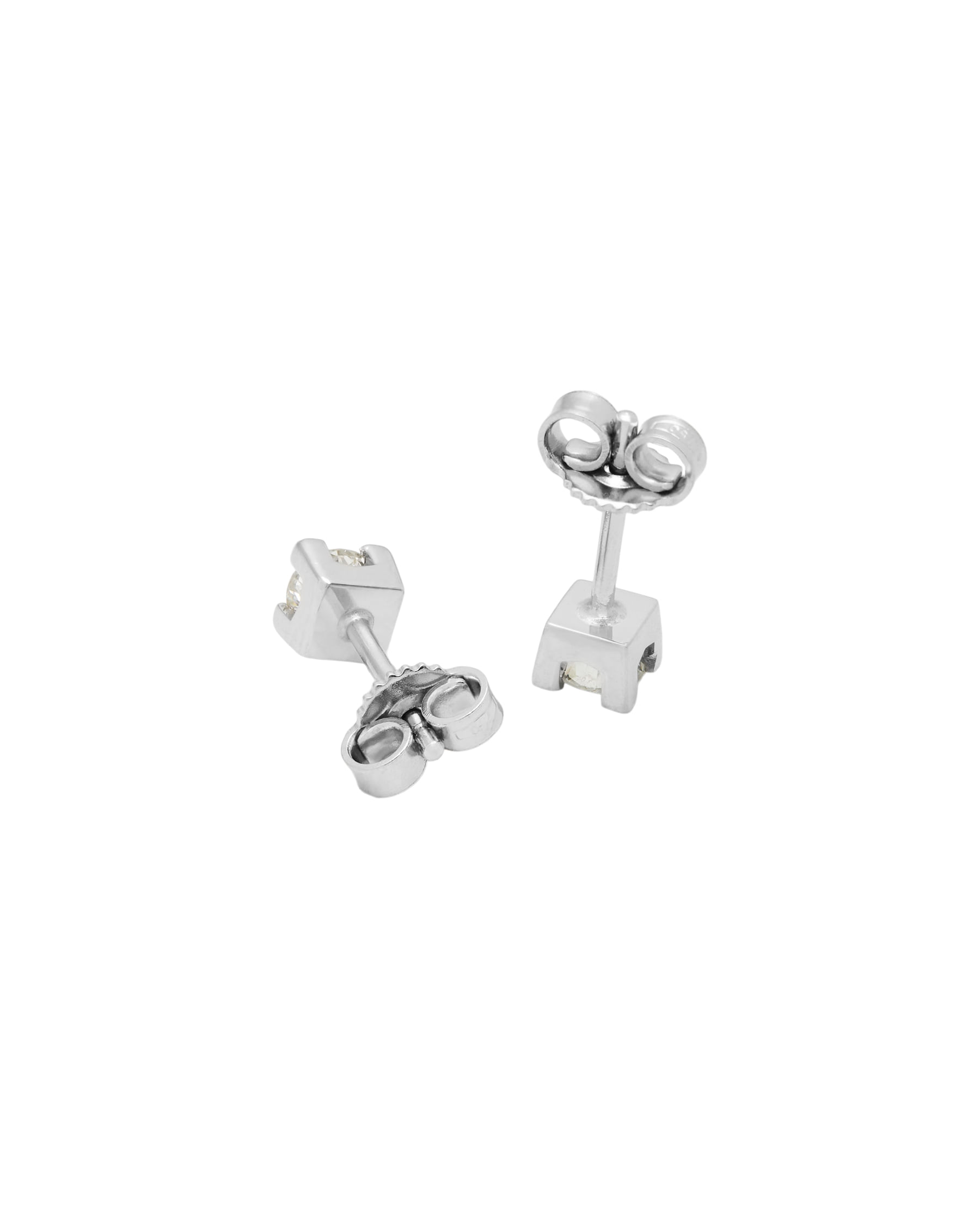 Orecchini punto luce torniti in oro bianco e diamanti 0,40 ct-2