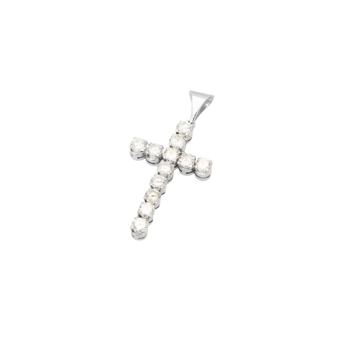 Ciondolo croce in oro bianco con diamanti-1