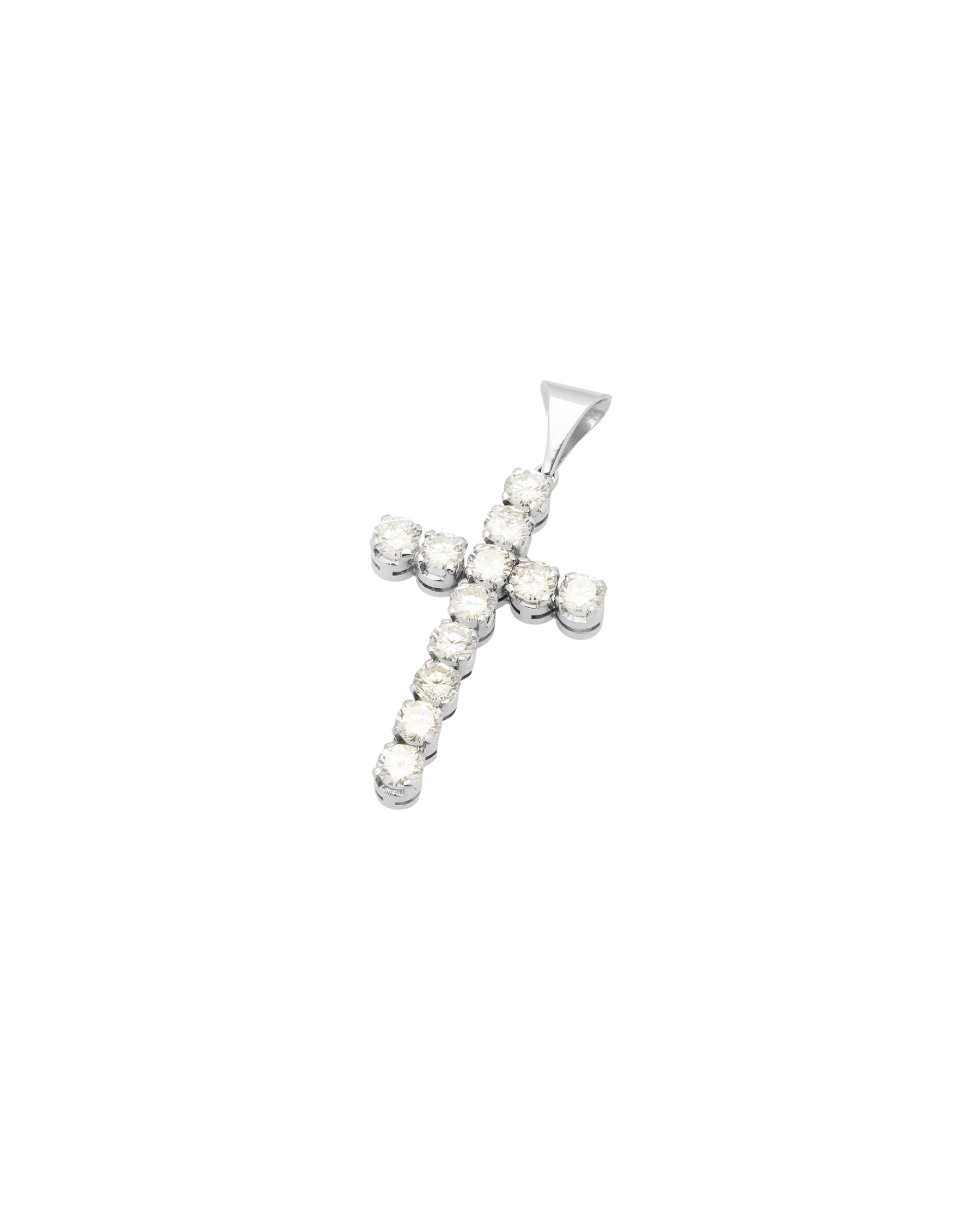 Ciondolo croce in oro bianco con diamanti-1