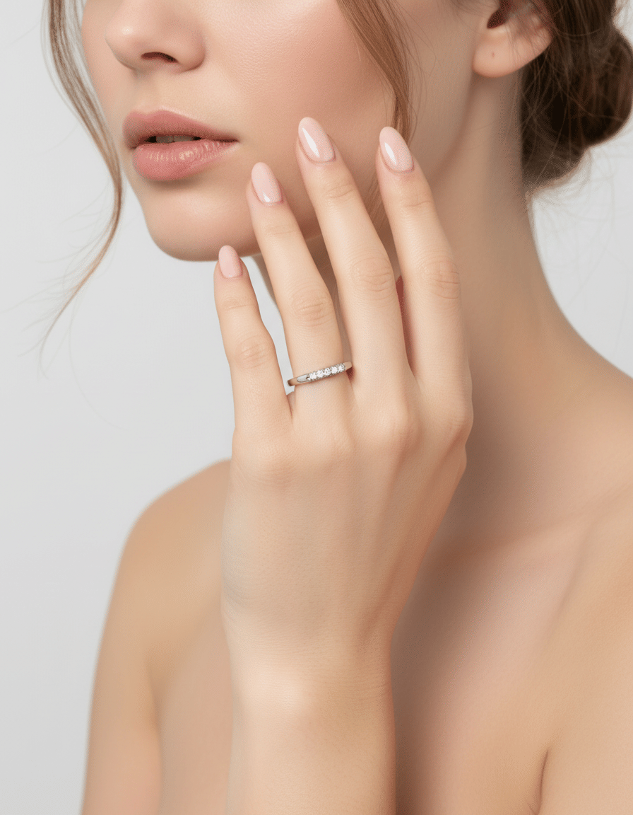 Anello veretta di g.capra in oro bianco con 5 diamanti 0,08 ct-4