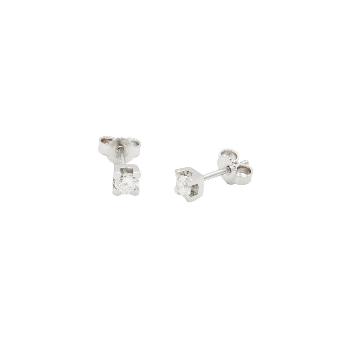 Orecchini punto luce torniti in oro bianco con diamanti 0,36 ct-1