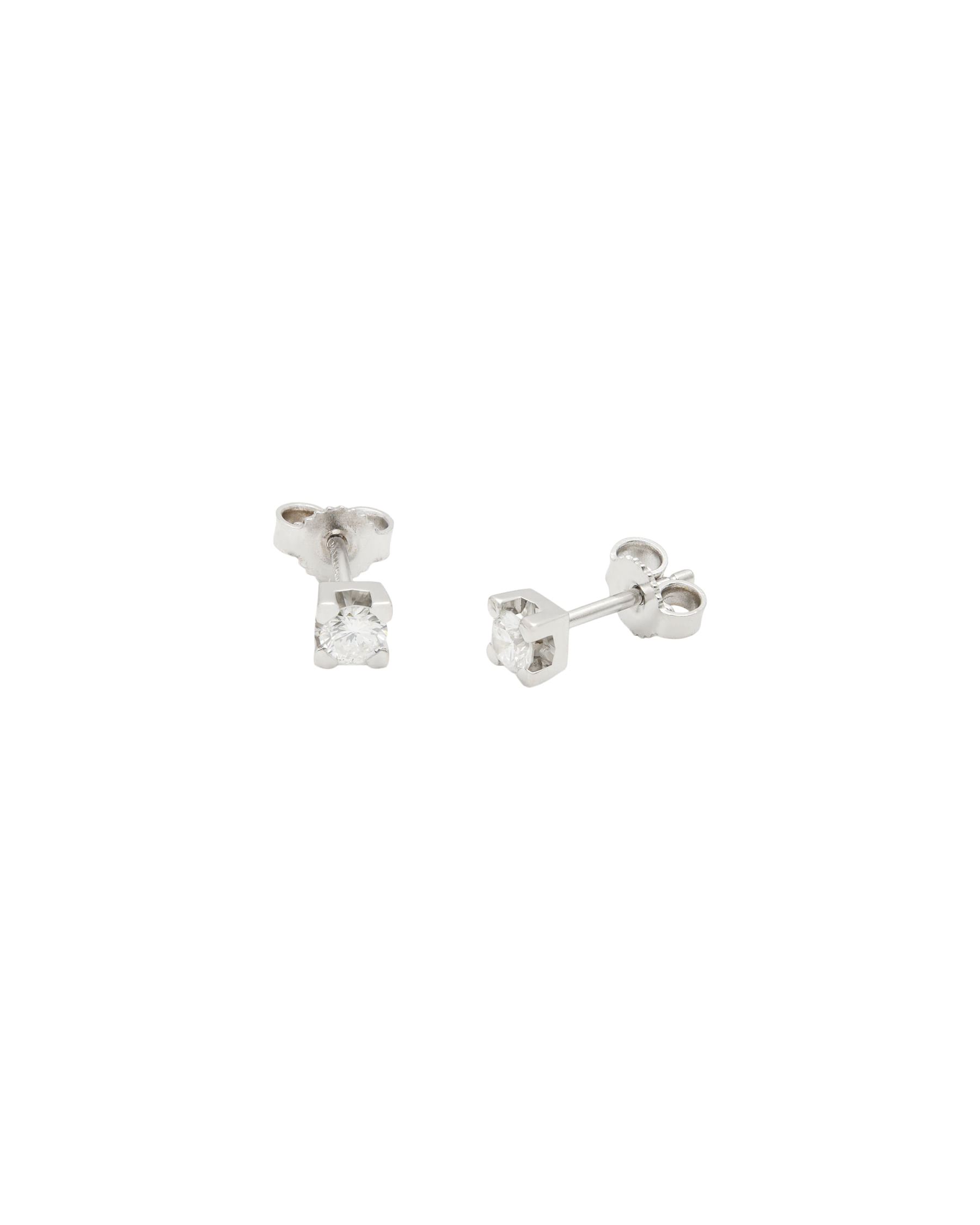 Orecchini punto luce torniti in oro bianco con diamanti 0,36 ct-1