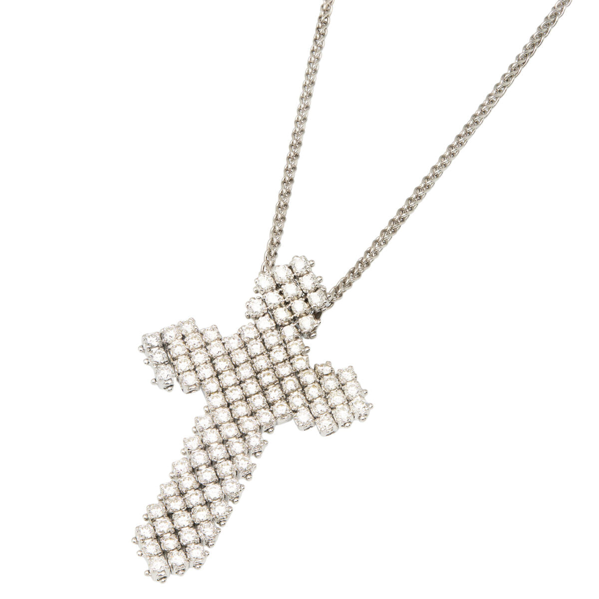 Collana chopard con ciondolo croce in oro bianco e diamanti-1