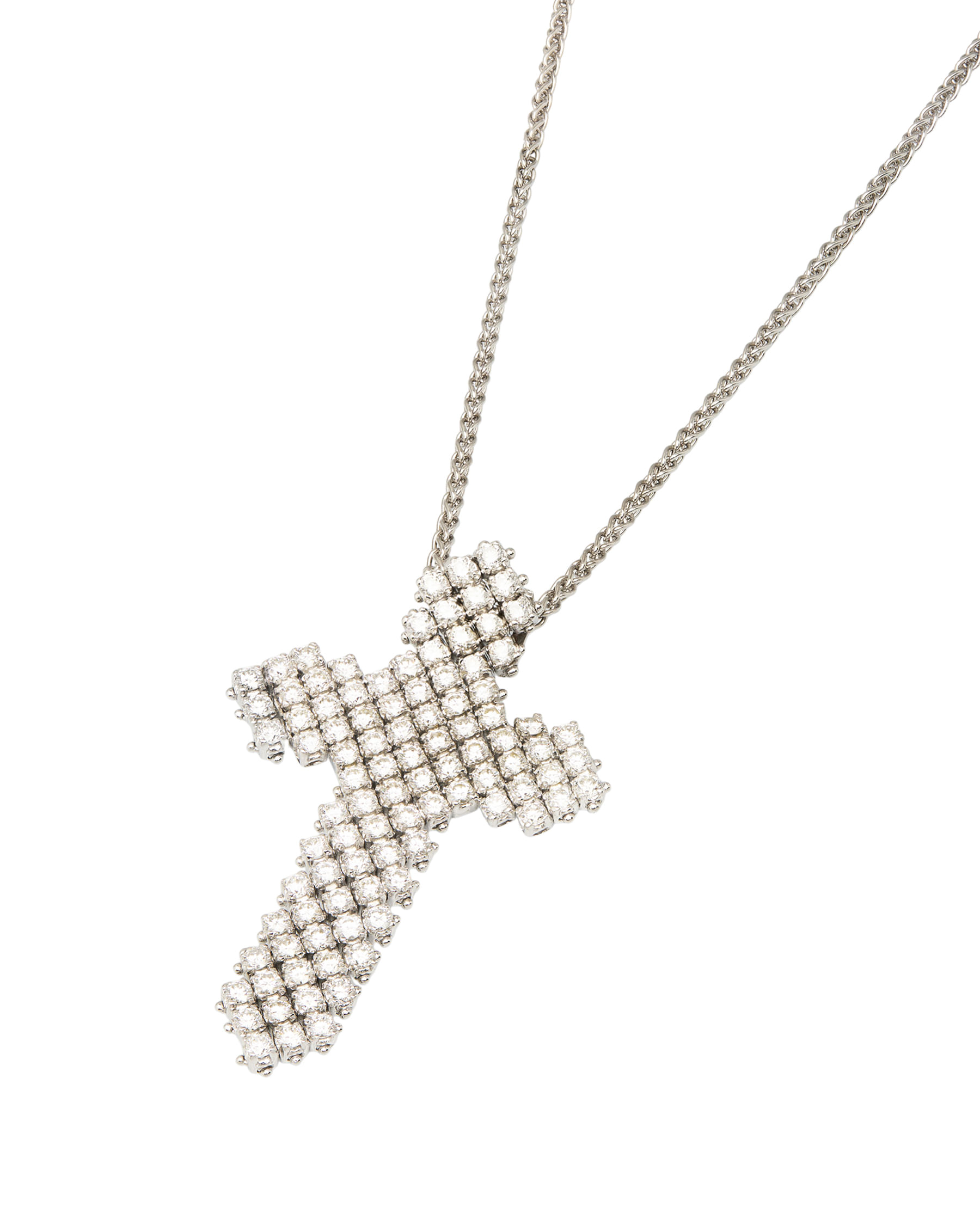 Collana chopard con ciondolo croce in oro bianco e diamanti-1