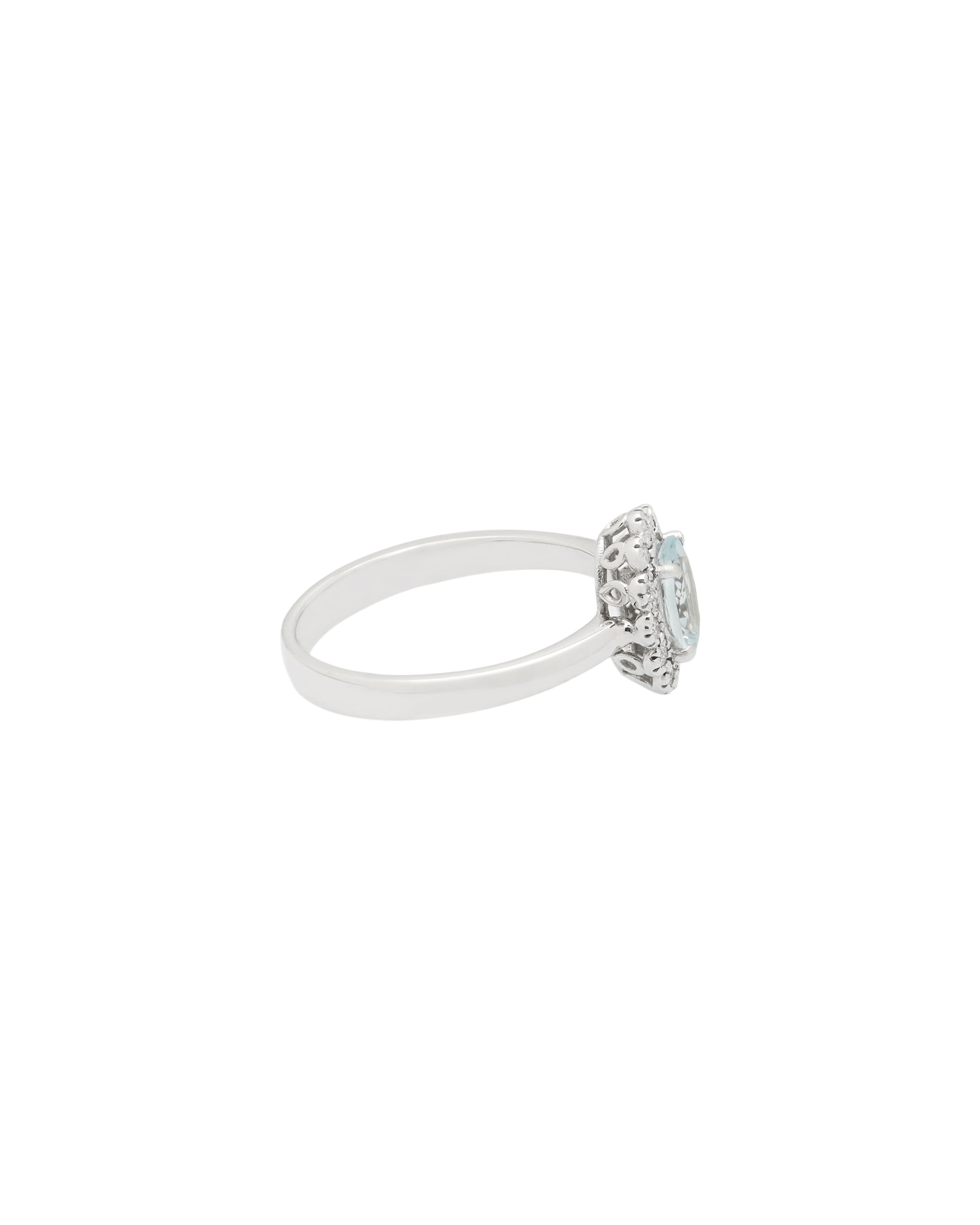 Anello fiore in oro bianco con acquamarina centrale e diamanti-2