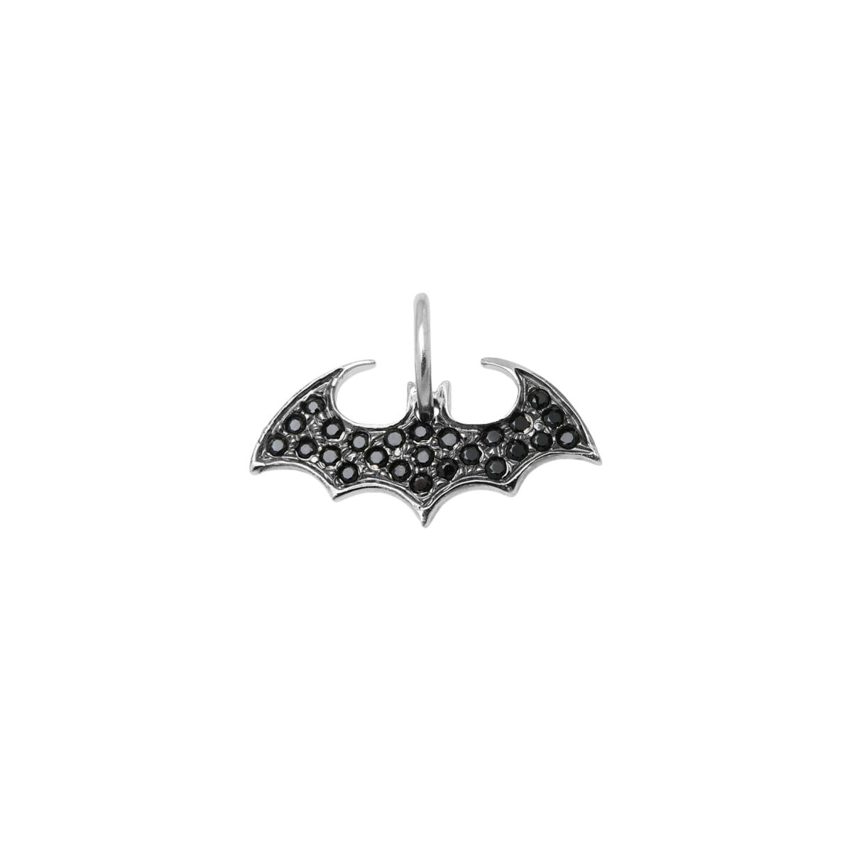 Ciondolo batman in oro bianco brunito con diamanti neri-1