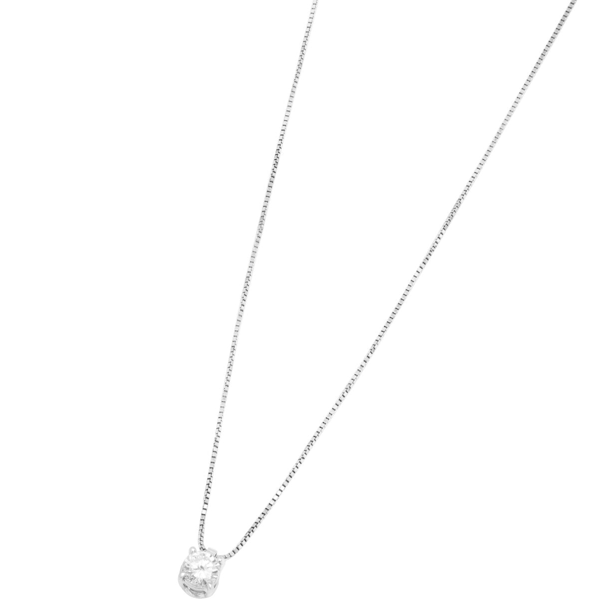 Catenina punto luce a filo in oro bianco con diamante 0,19 ct-1