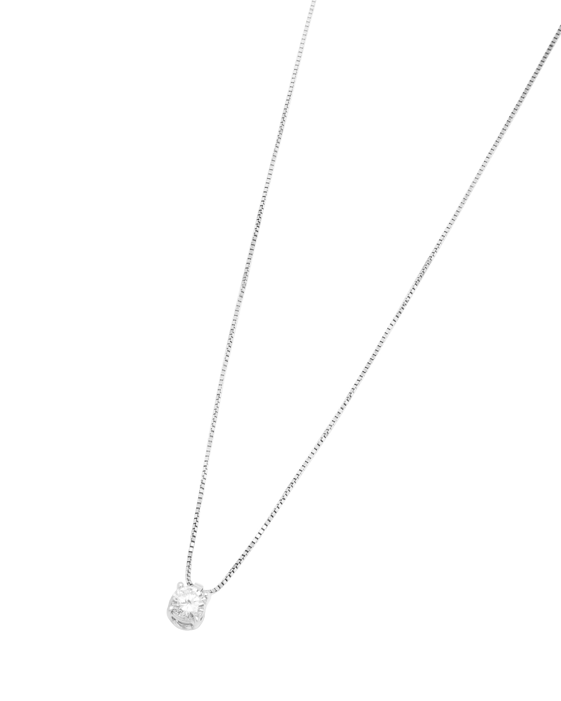 Catenina punto luce a filo in oro bianco con diamante 0,19 ct-1