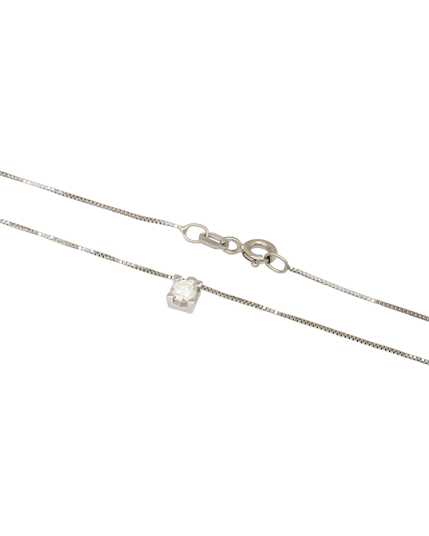 Catenina punto luce tornita oro bianco con diamante 0,17 ct-2