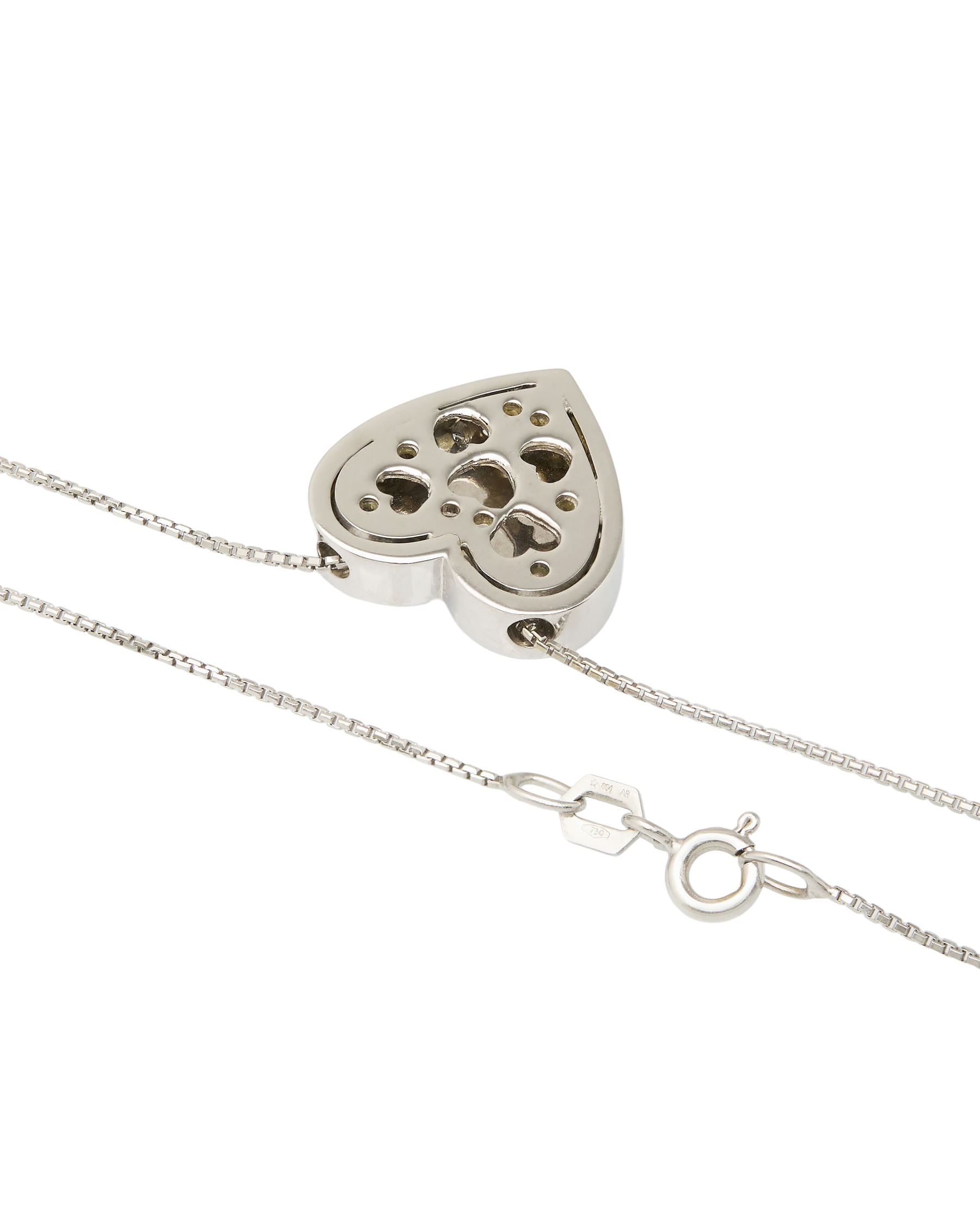 Collana in oro bianco con ciondolo cuore e diamanti-2