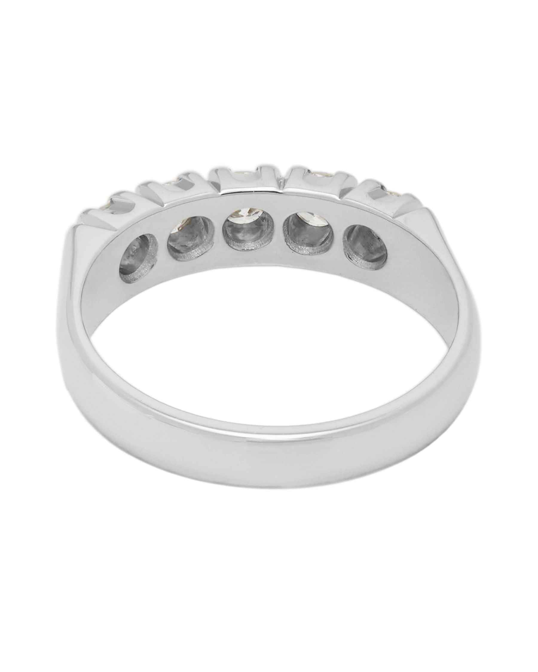 Anello veretta in oro bianco con 5 diamanti ct 0,50-3