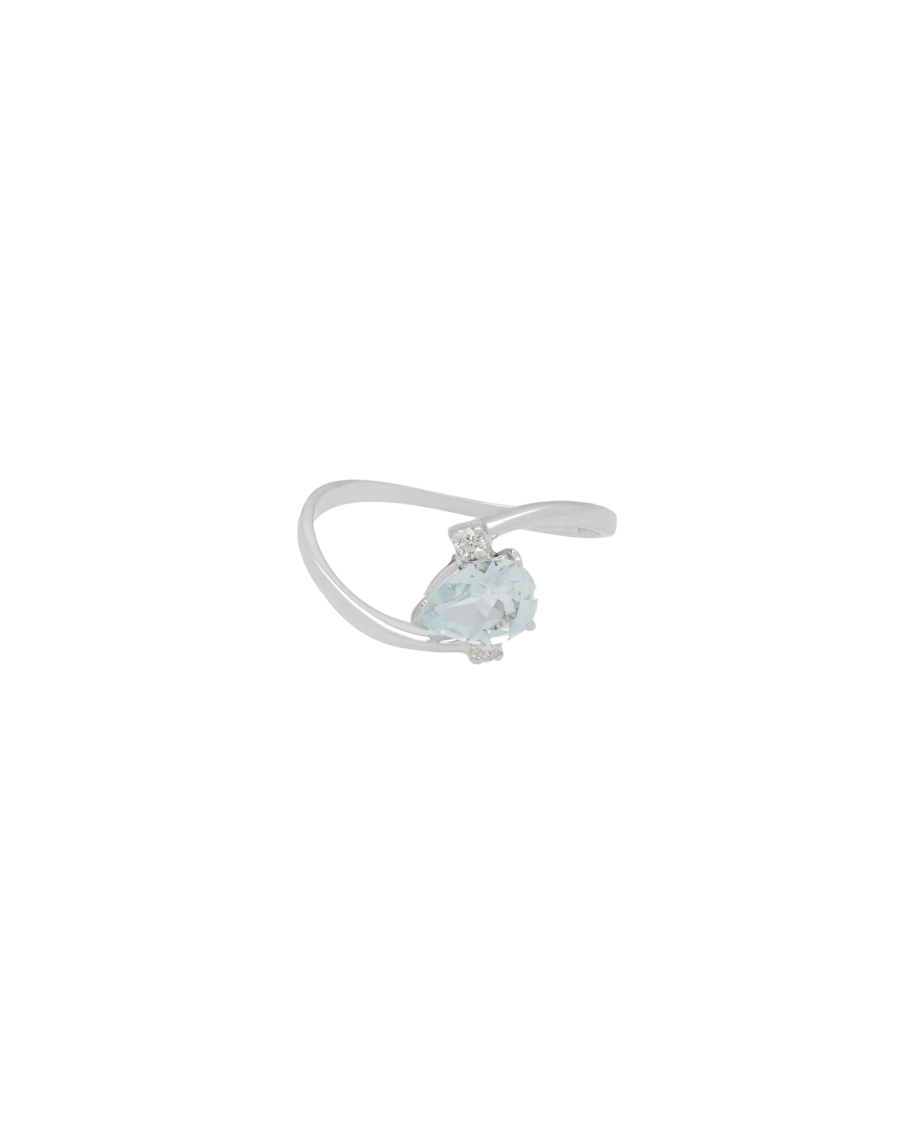 Anello con acquamarina goccia e 2 diamanti laterali-1