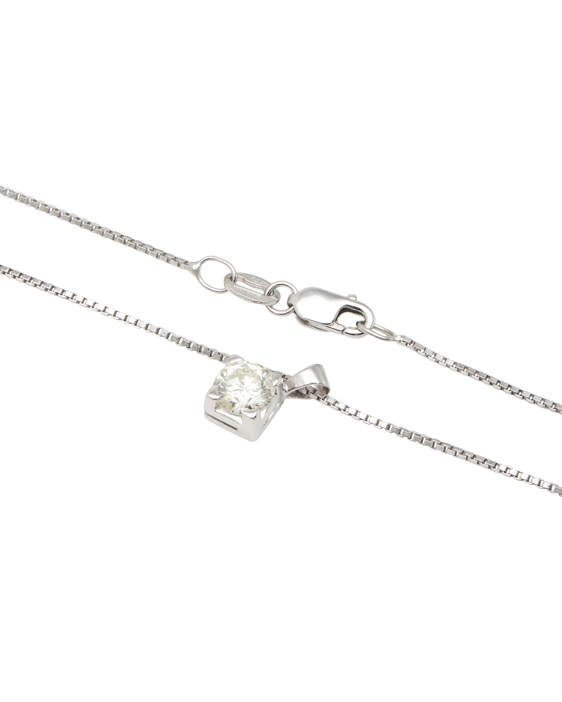 Catenina punto luce tornito a rombo con diamante 0,56 ct-2