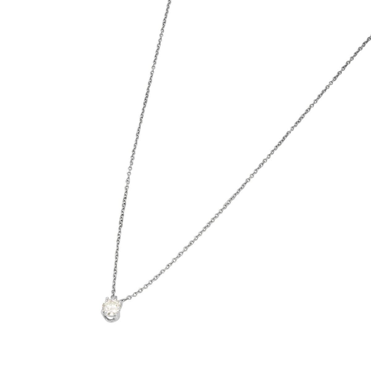 Collana punto luce a griffe in oro bianco con diamante 0,24 ct-1