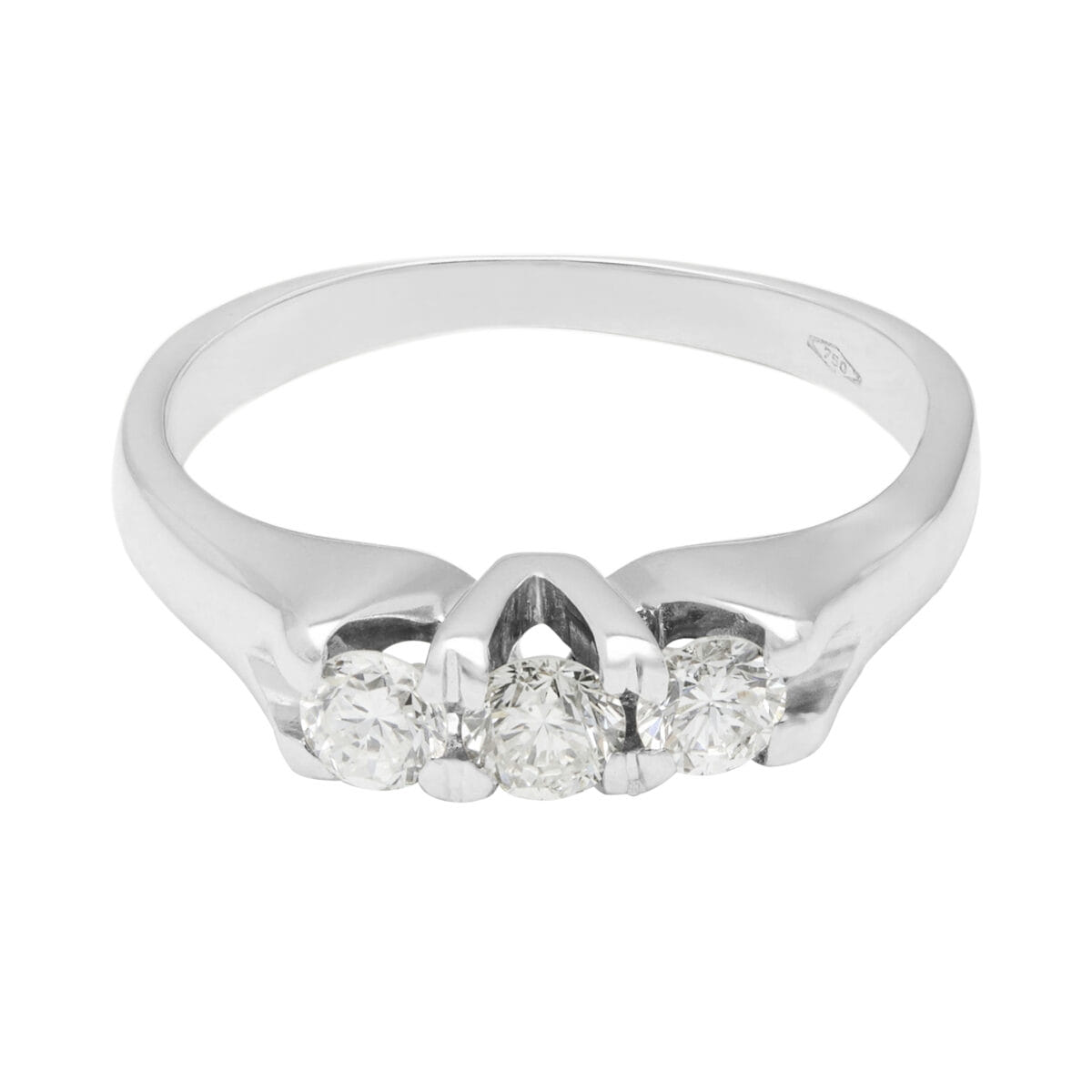 Anello trilogy in oro bianco con diamanti 0,32 ct-1