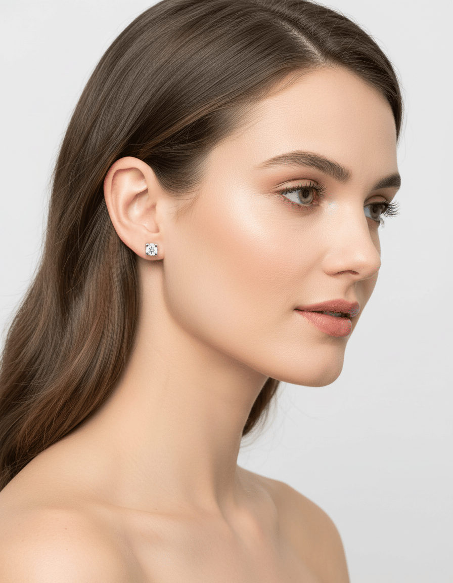 Orecchini punto luce torniti in oro bianco e diamanti 0,40 ct-3