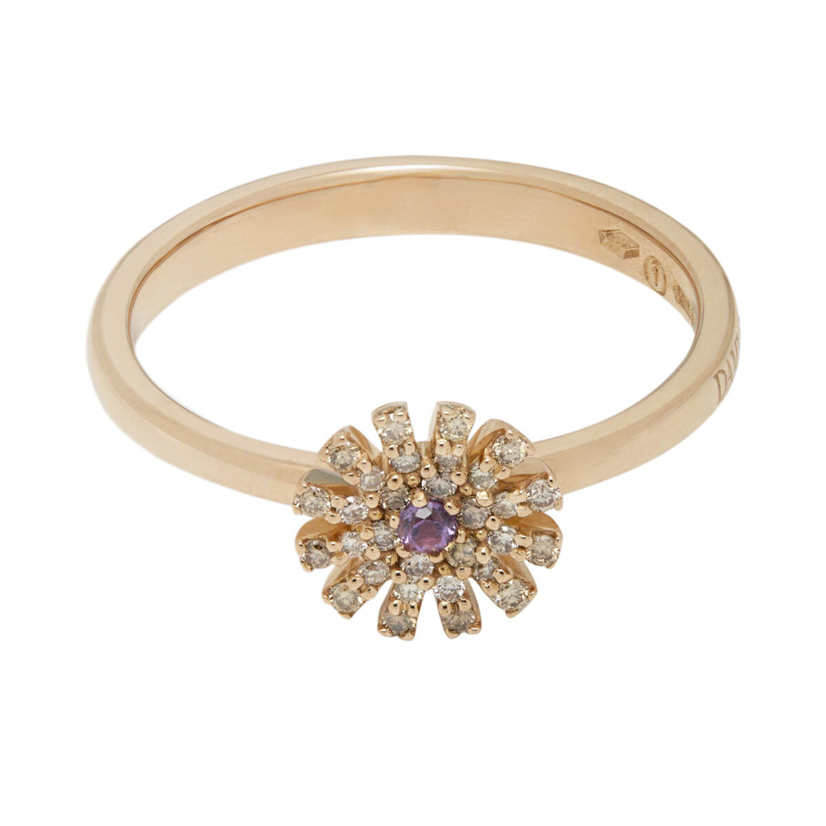 Anello damiani margherita in oro rosa con ametista e diamanti brown-1