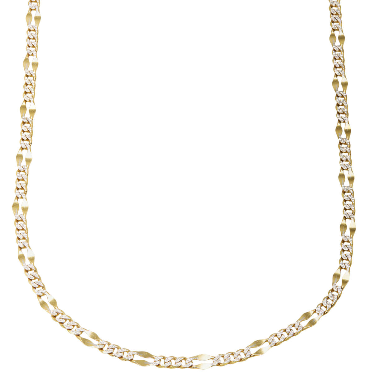 Collana tre più uno oro giallo e bianco lavorato-1