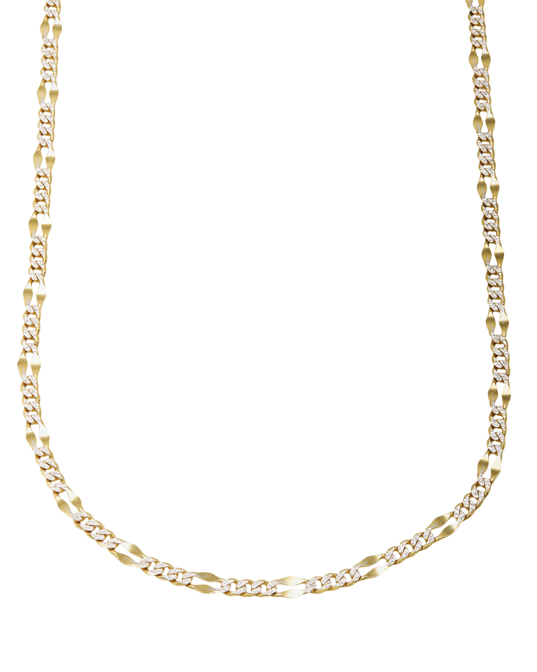 Collana tre più uno oro giallo e bianco lavorato-1