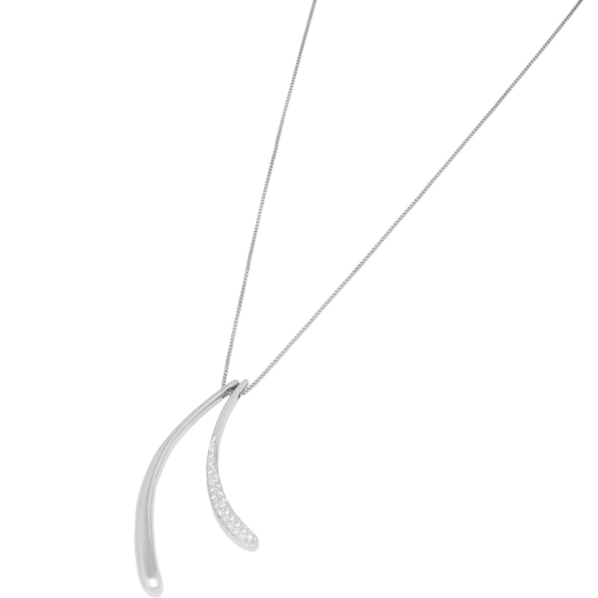Catenina miluna con doppio ciondolo pendente in oro bianco e diamanti-1