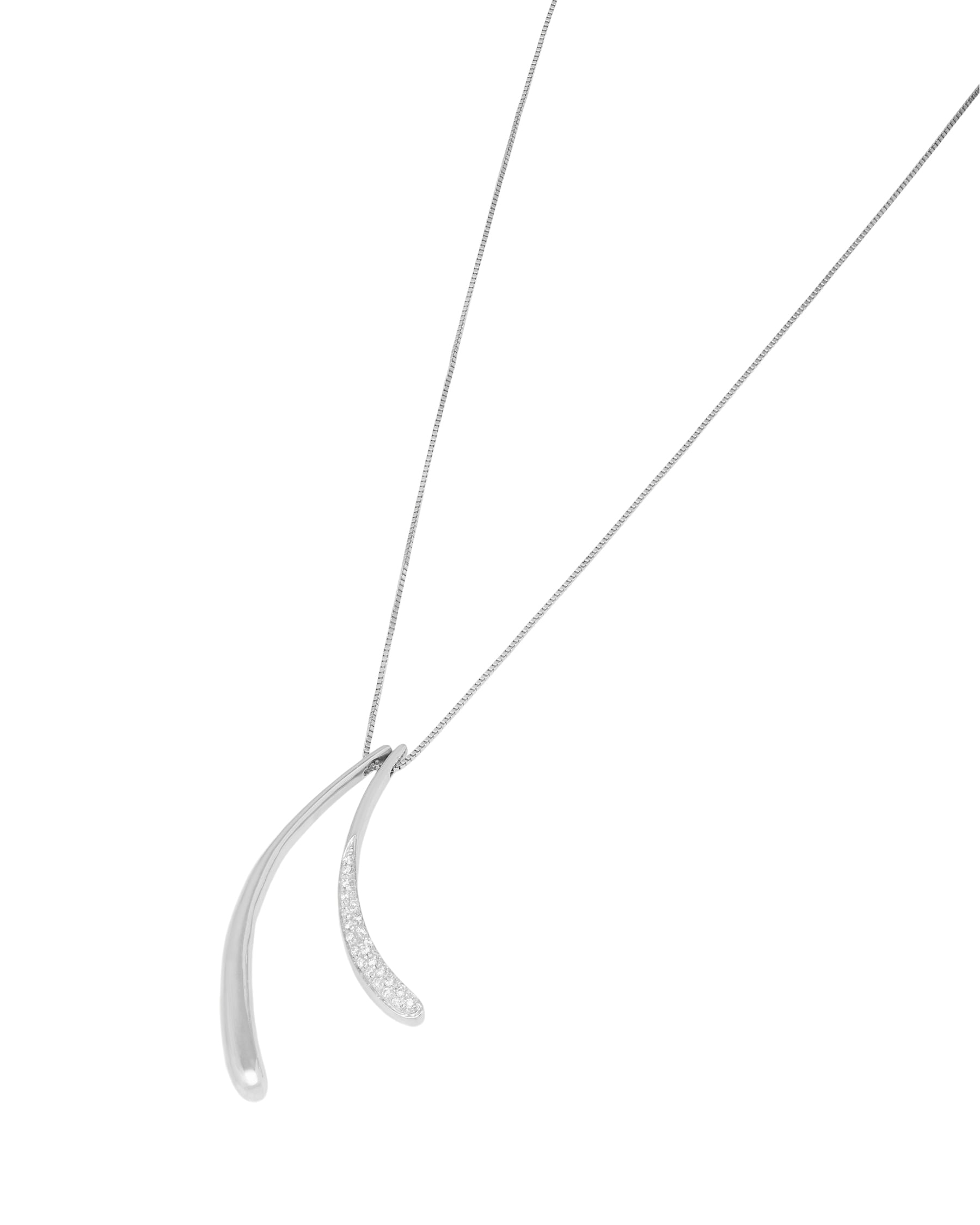 Catenina miluna con doppio ciondolo pendente in oro bianco e diamanti-1
