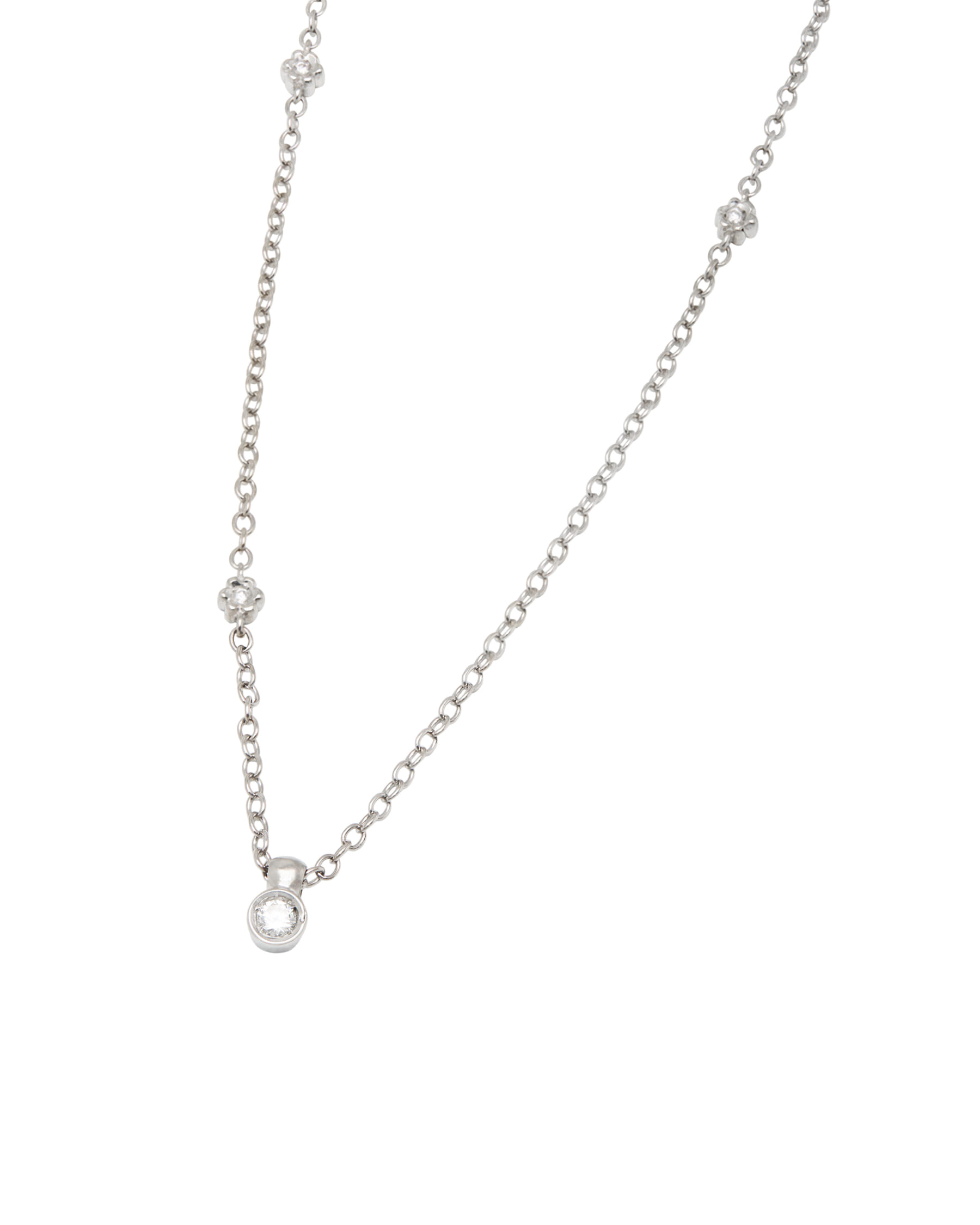 Collana punto luce in oro bianco con elementi fiore e diamanti-1