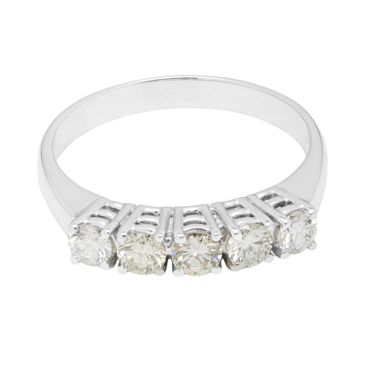 Anello veretta in oro bianco con 5 diamanti 0,60 ct tot-1