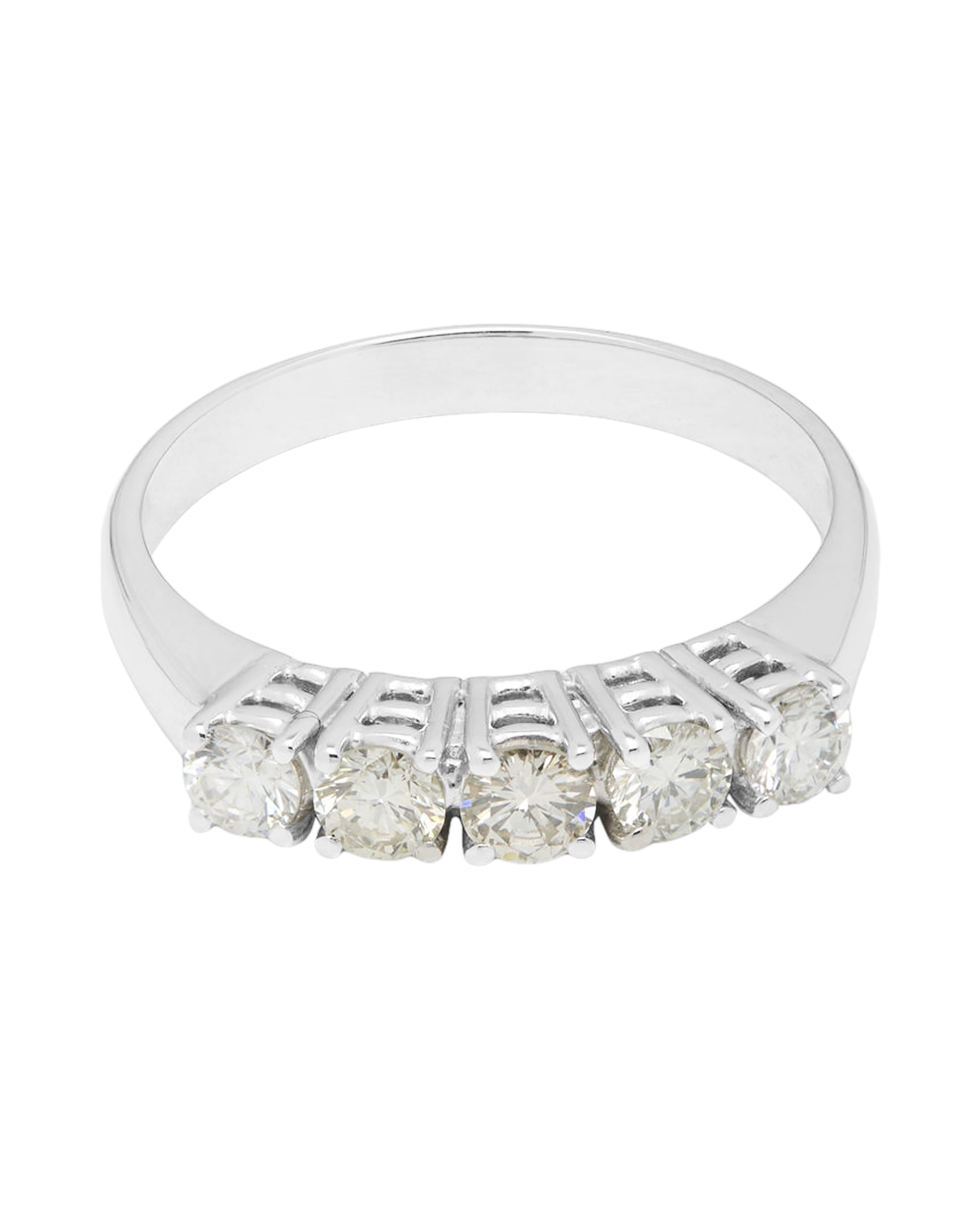 Anello veretta in oro bianco con 5 diamanti 0,60 ct tot-1