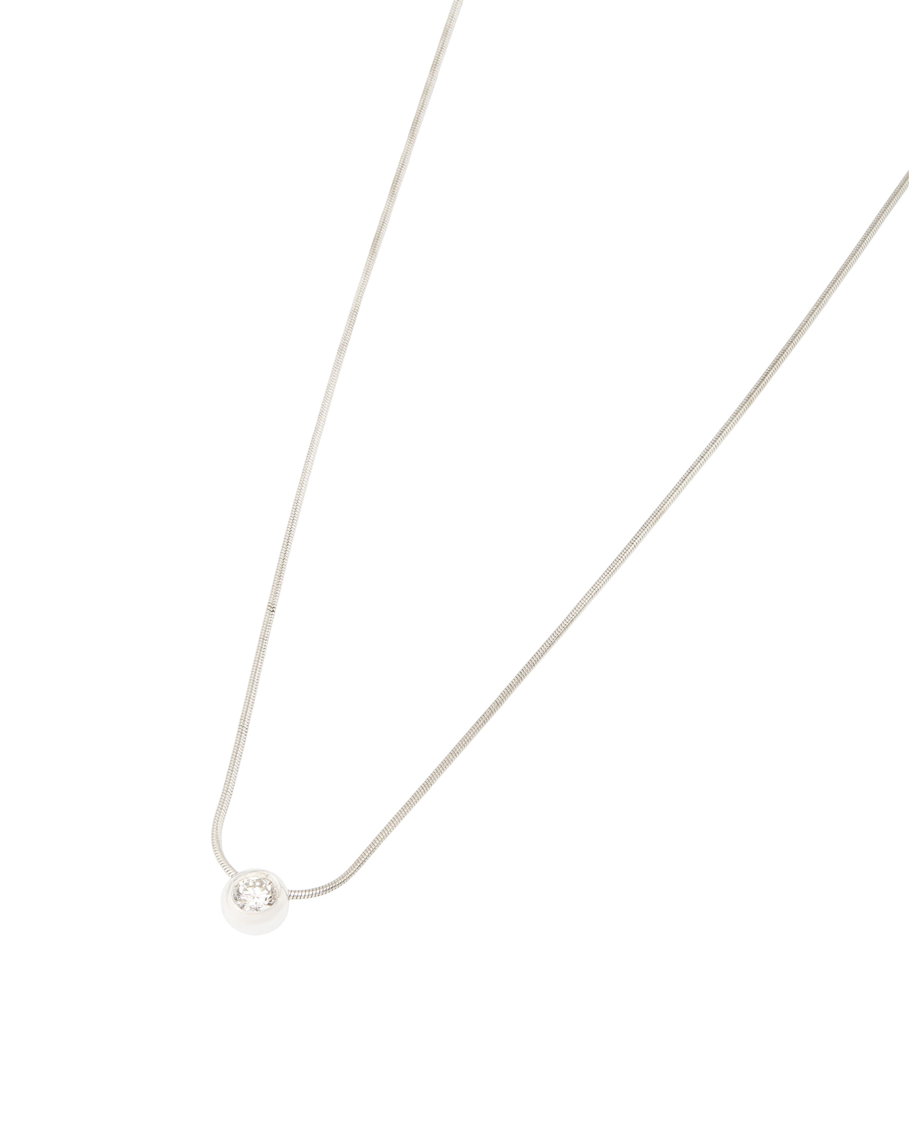 Collana coda di topo con punto luce a cipollina oro bianco con diamante 0,20 ct-1