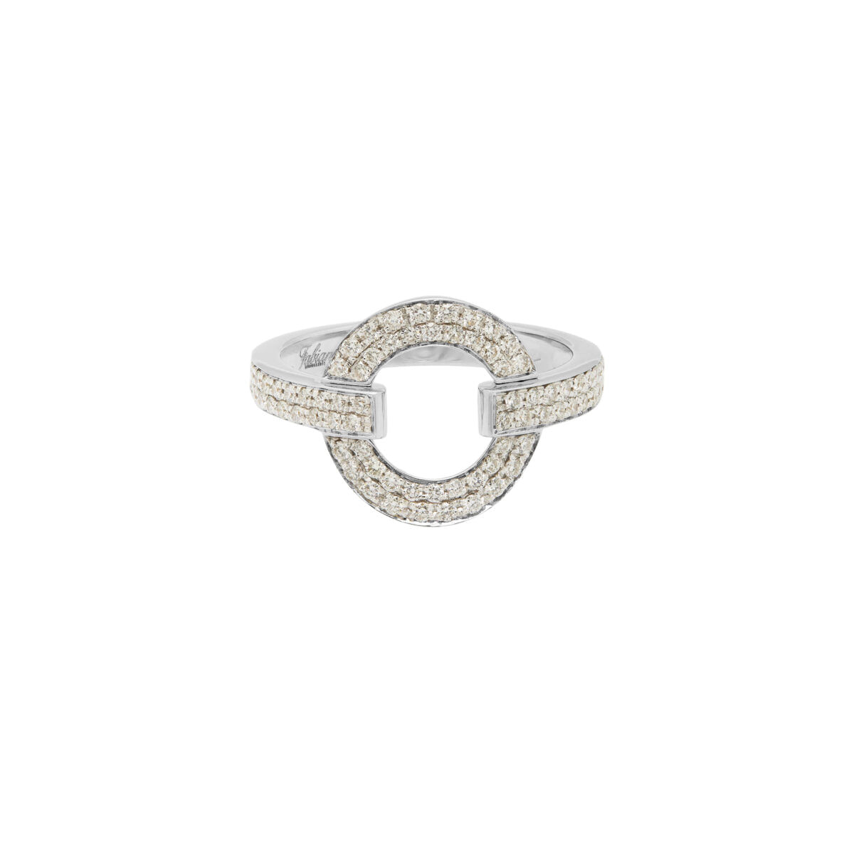 Anello fabiani in oro bianco con pavè di diamanti-1