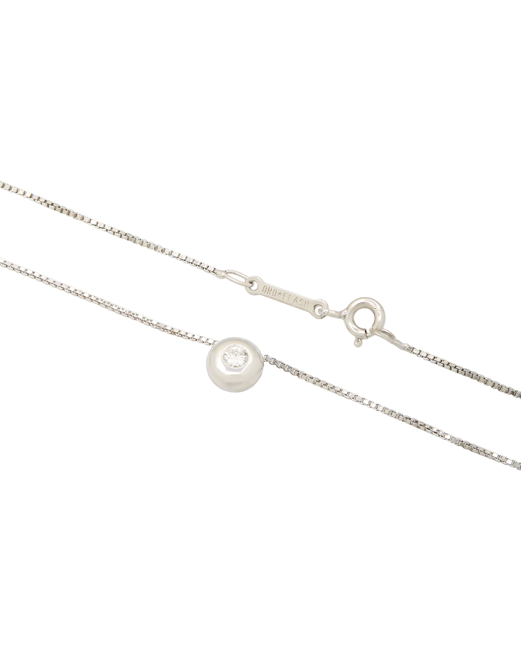 Catenina punto luce cipollino in oro bianco con diamante 0,11 ct-2