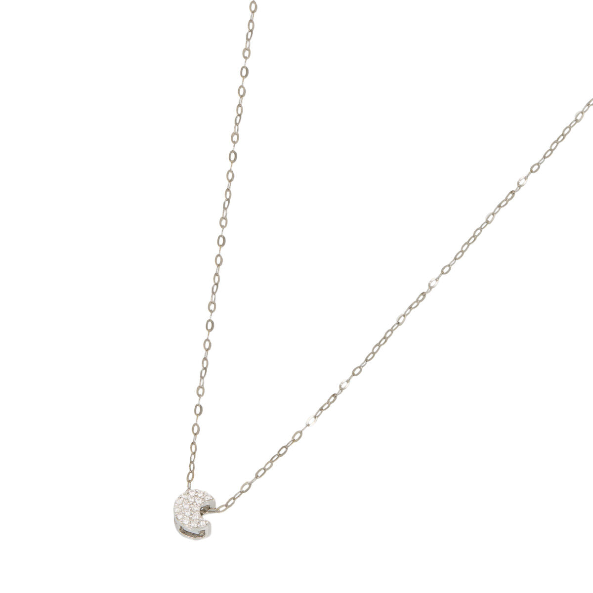 Catenina con ciondolo luna in oro bianco e diamanti-1