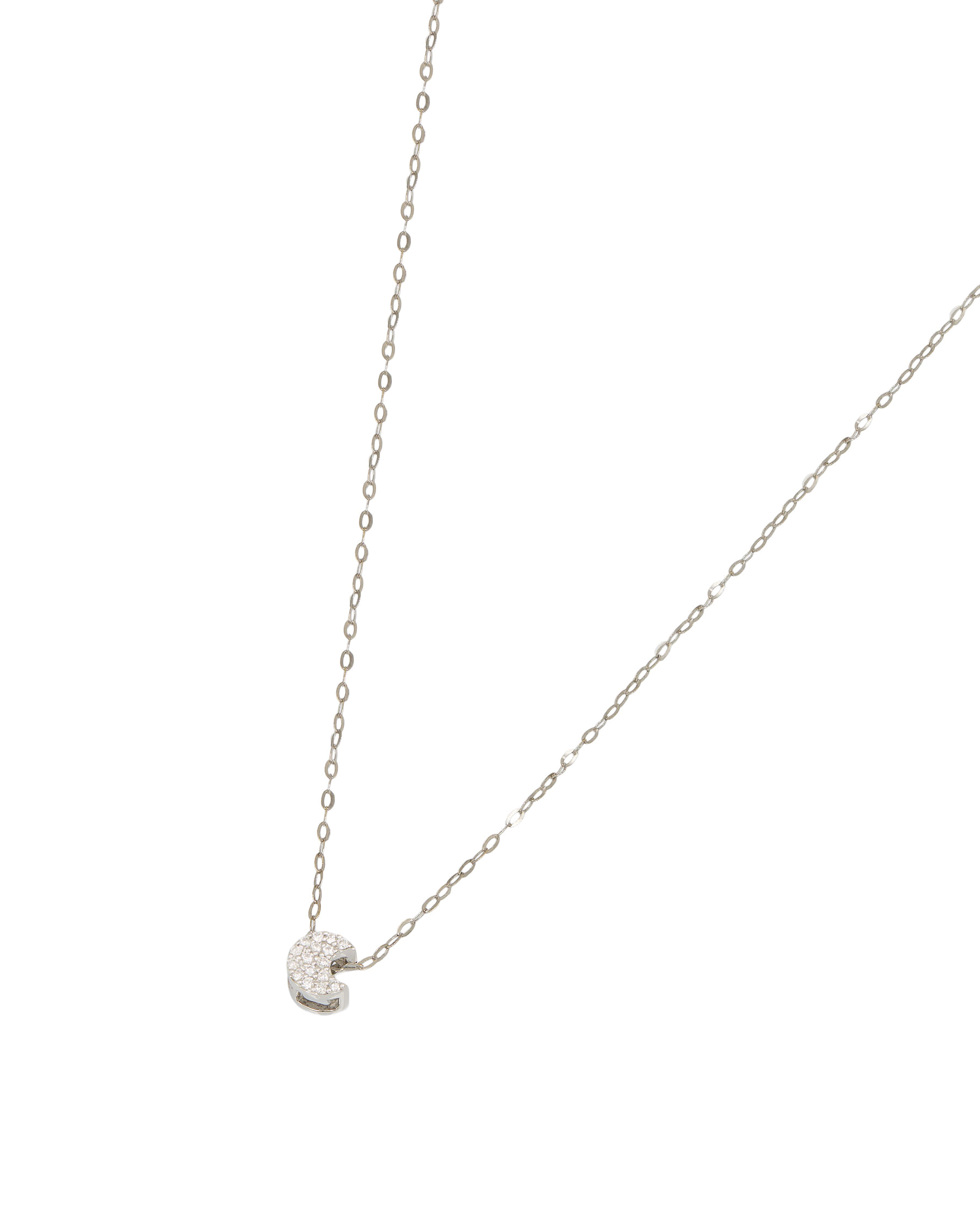 Catenina con ciondolo luna in oro bianco e diamanti-1
