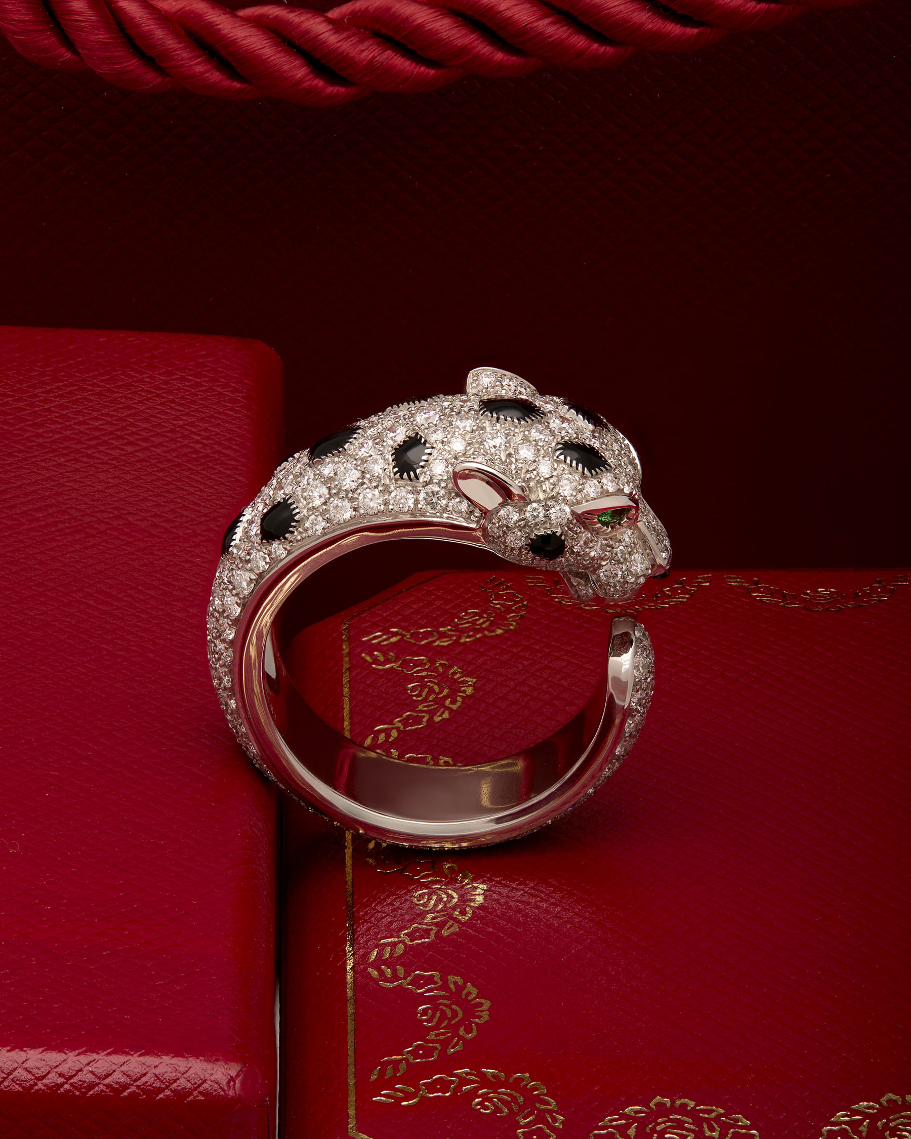 Anello panthère de cartier, modello medio, semi-pavé-4