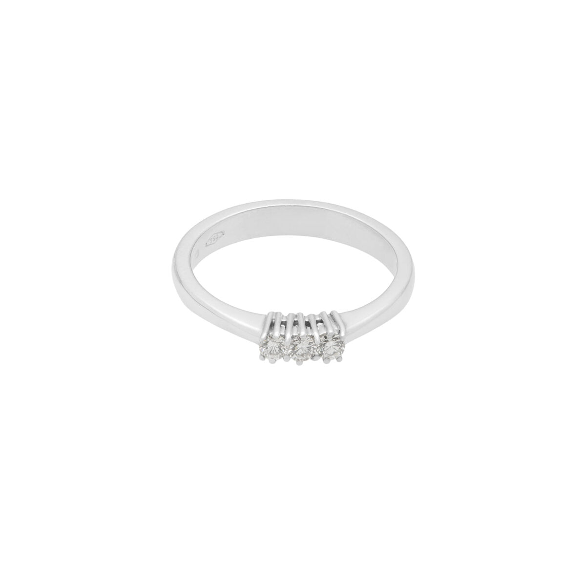 Anello trilogy in oro bianco con diamanti 0,15 ct-1