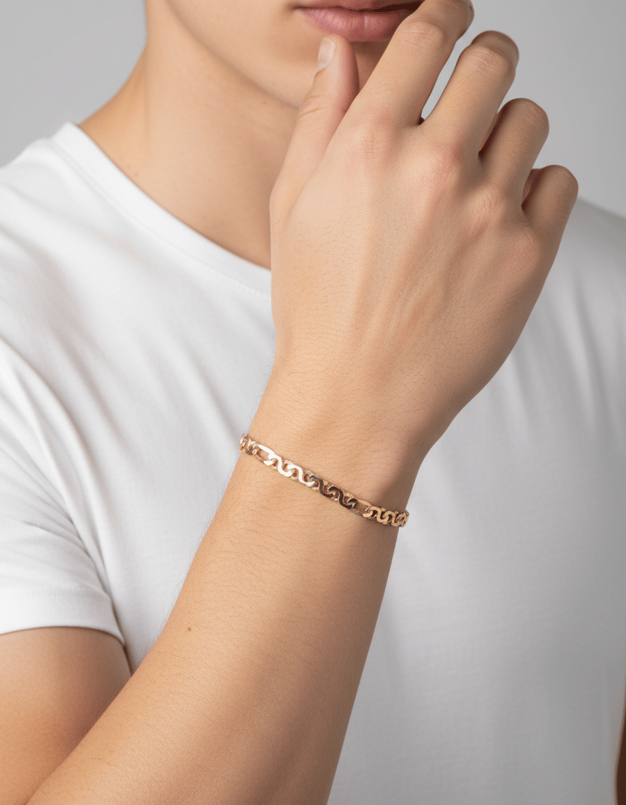 Bracciale maglia otto 3 più 1 in oro giallo-3