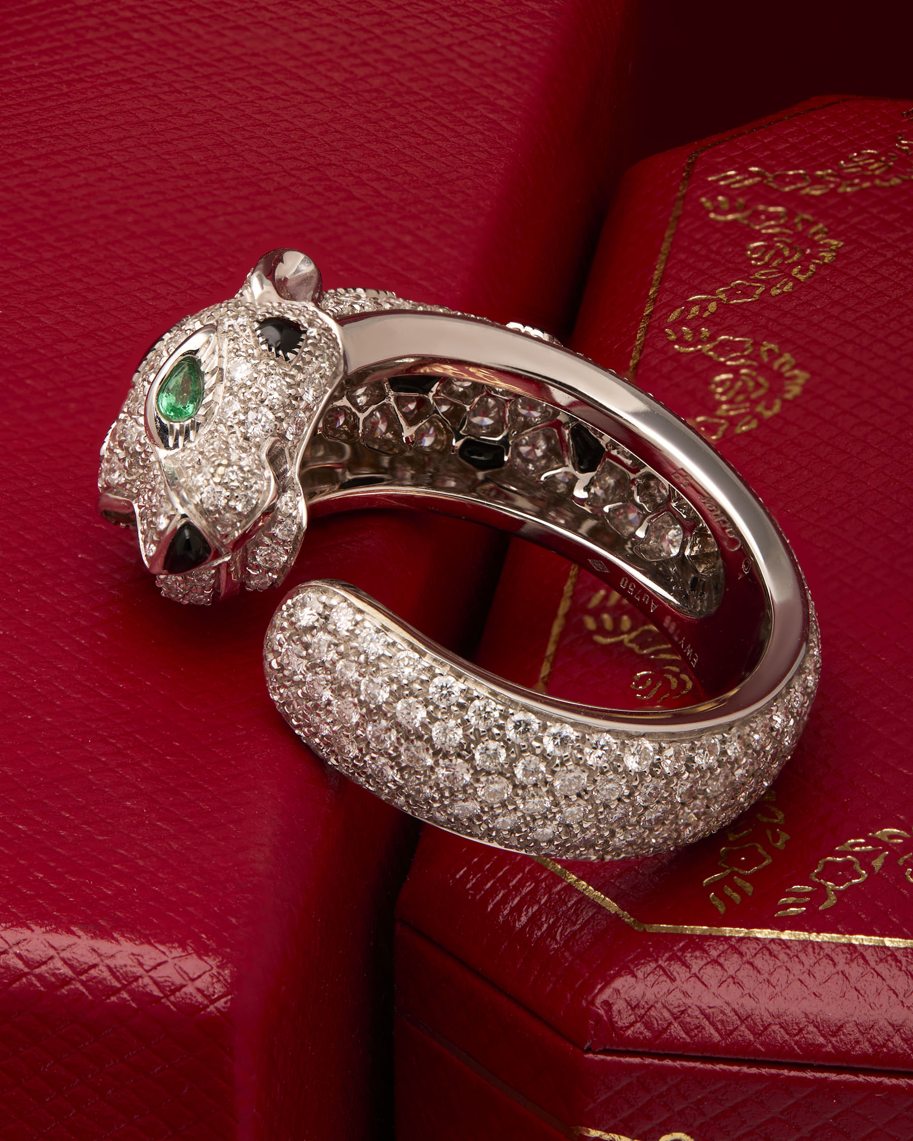 Anello panthère de cartier, modello medio, semi-pavé-6