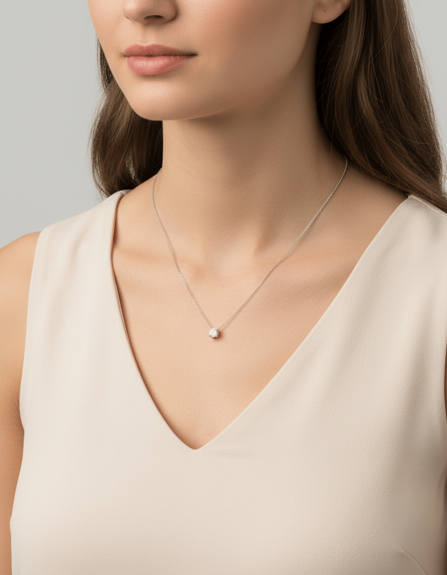 Catenina punto luce a griffe in oro bianco con diamante 0,28 ct-3