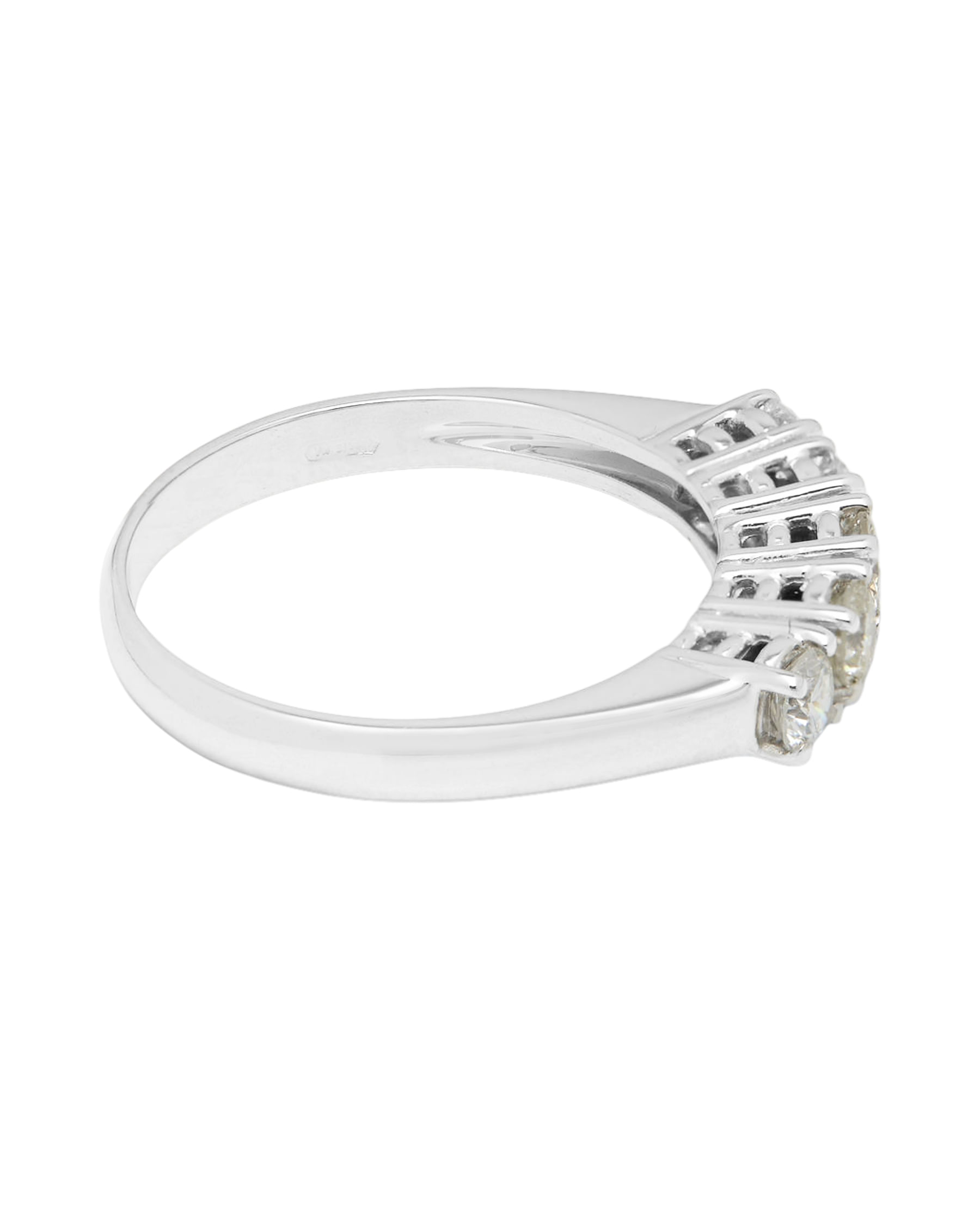 Anello veretta in oro bianco con 5 diamanti 0,60 ct tot-2
