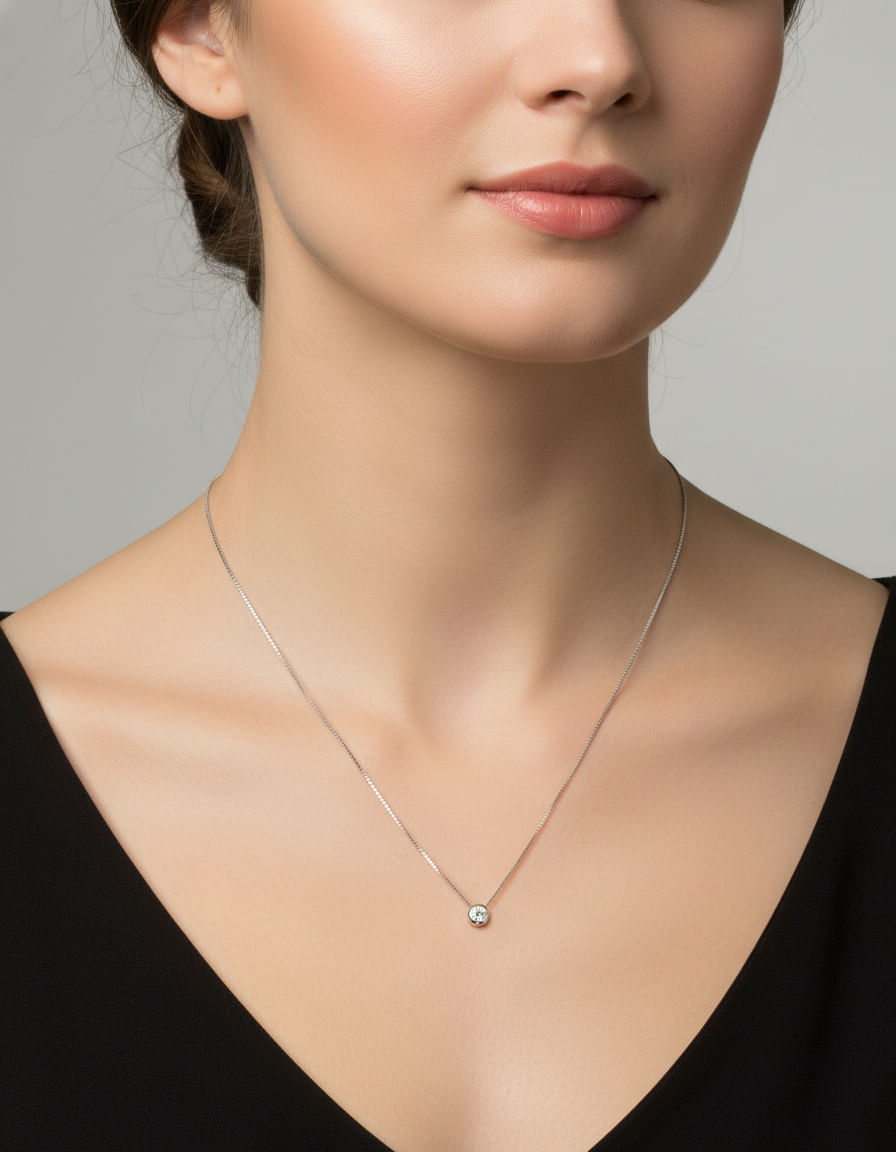 Catenina punto luce cipollina in oro bianco e diamante 0,30 ct-3