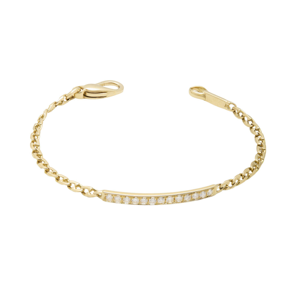 Bracciale bulgari in oro giallo con targhetta e diamanti-1