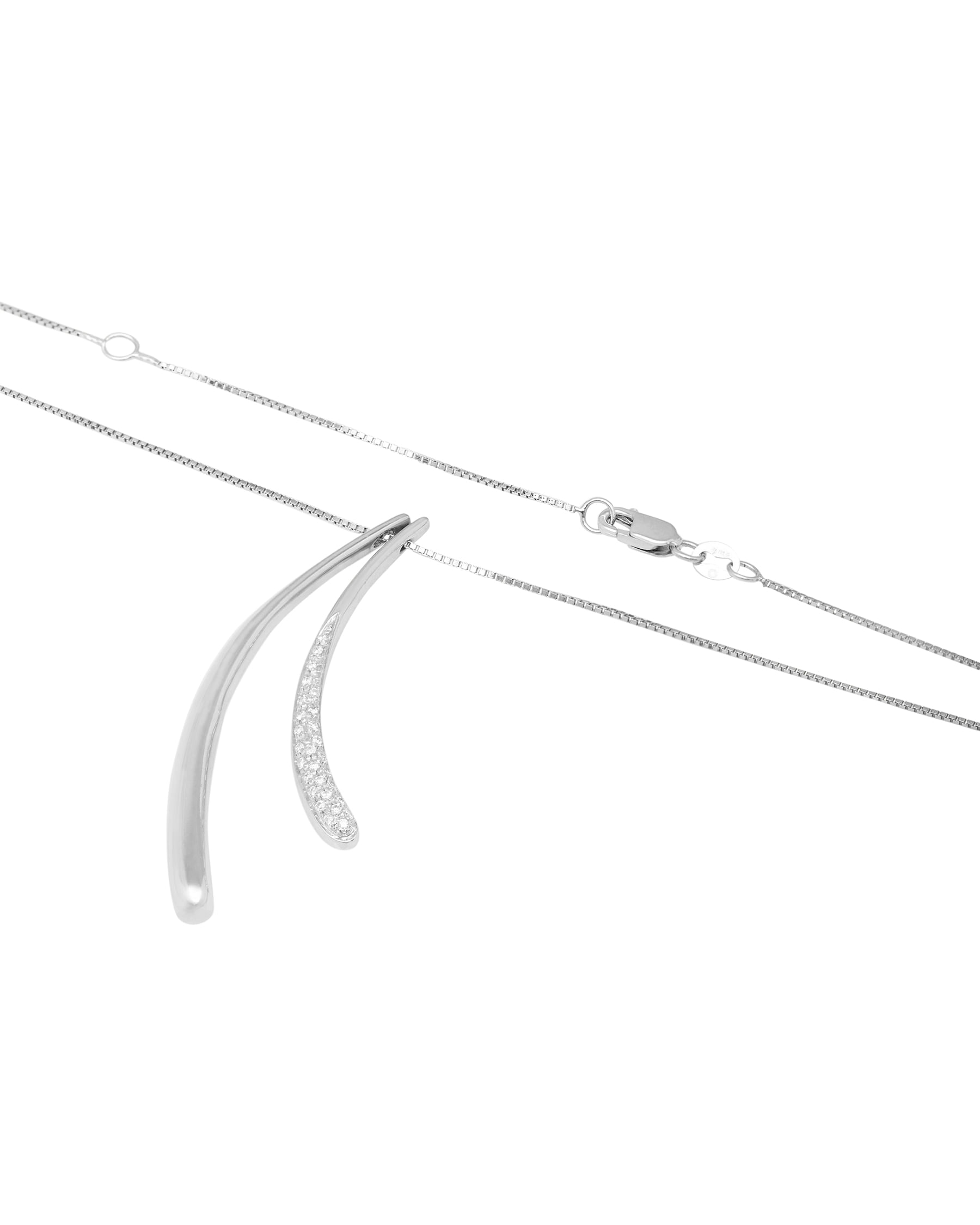 Catenina miluna con doppio ciondolo pendente in oro bianco e diamanti-2