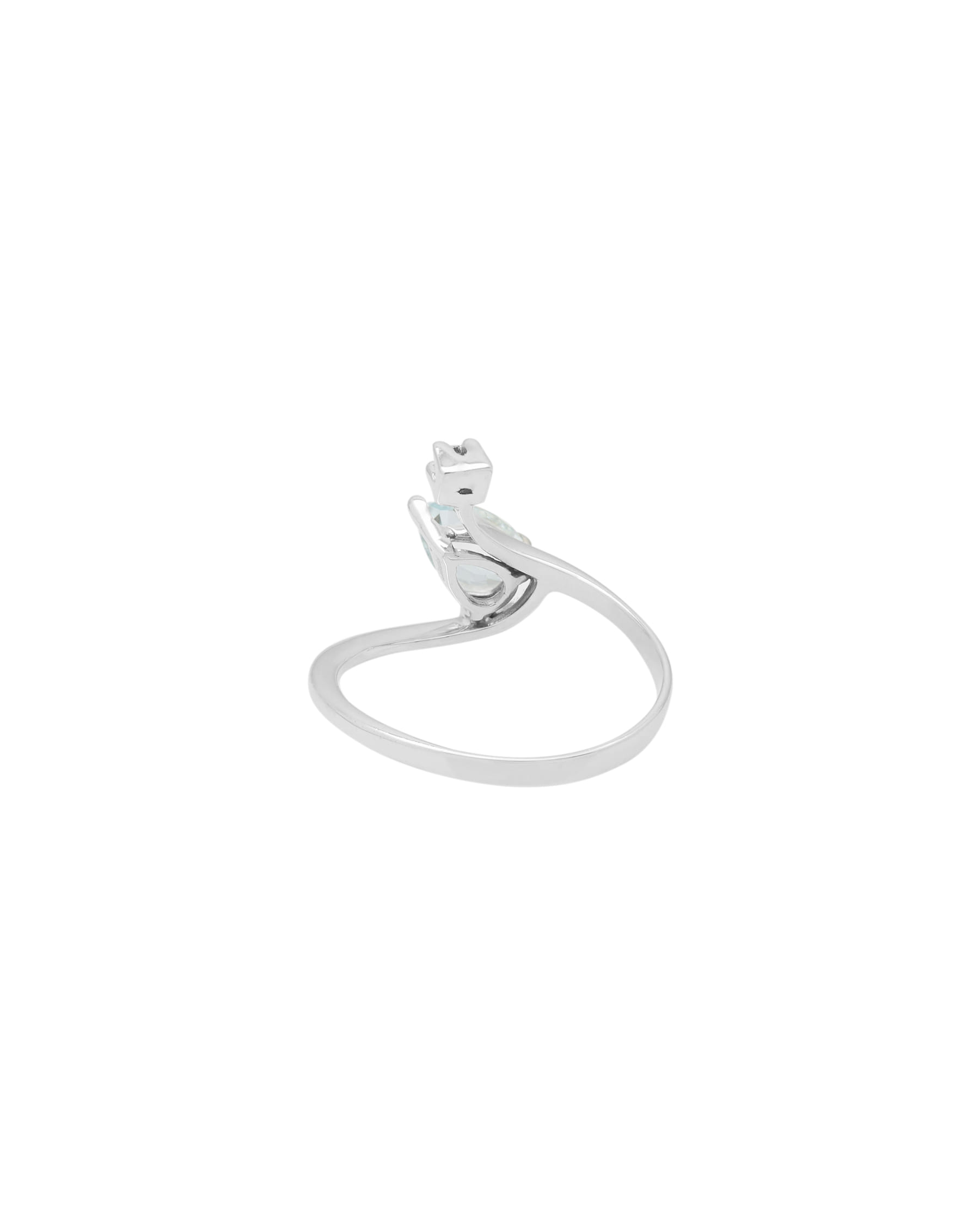 Anello contrariè con diamante e acquamarina a goccia-3
