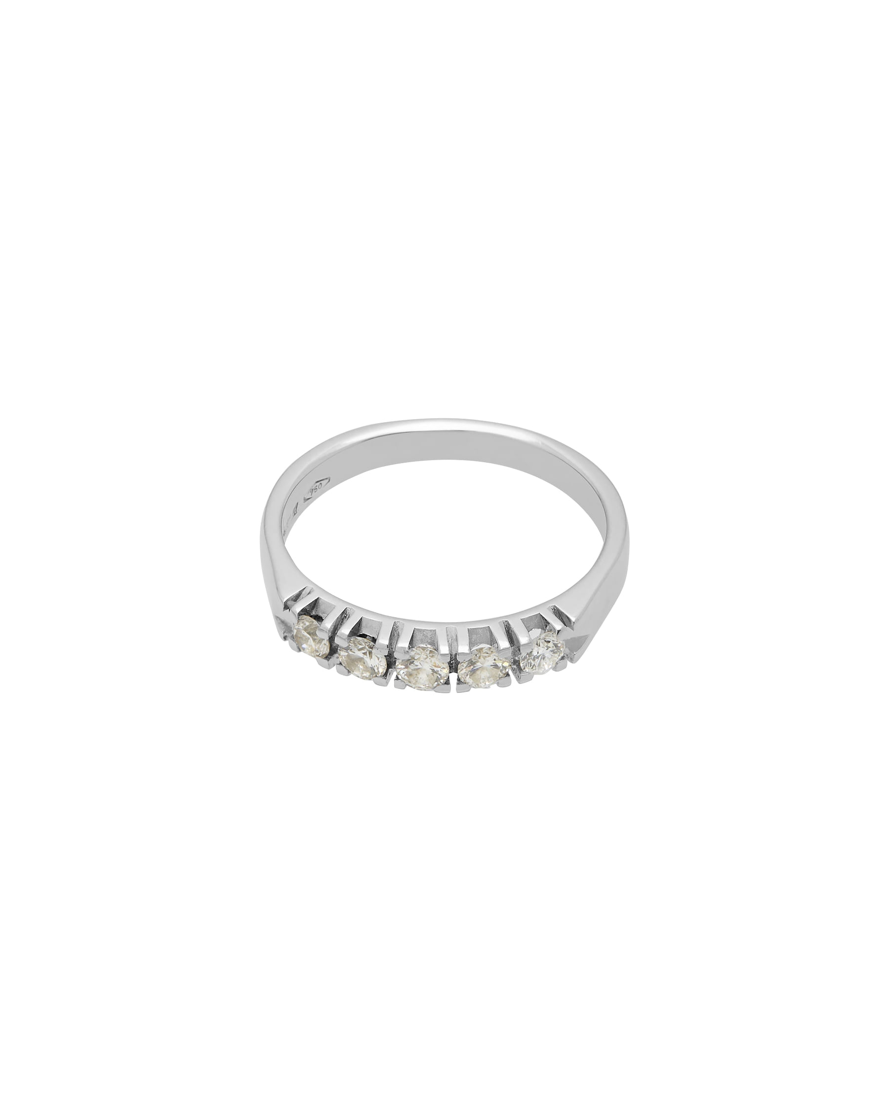 Anello veretta tornita in oro bianco con 5 diamanti 0,40 ct-1