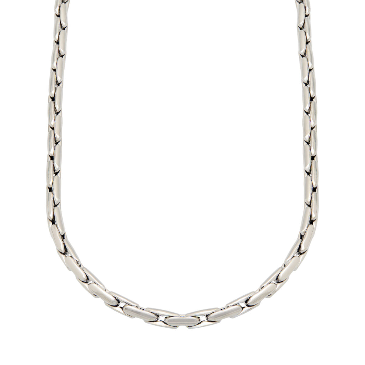 Collana maglia rettangolare a catena in oro bianco-1