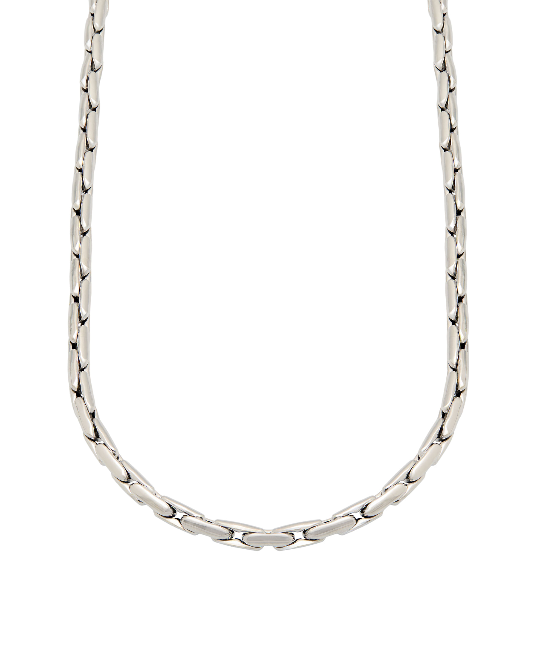 Collana maglia rettangolare a catena in oro bianco-1