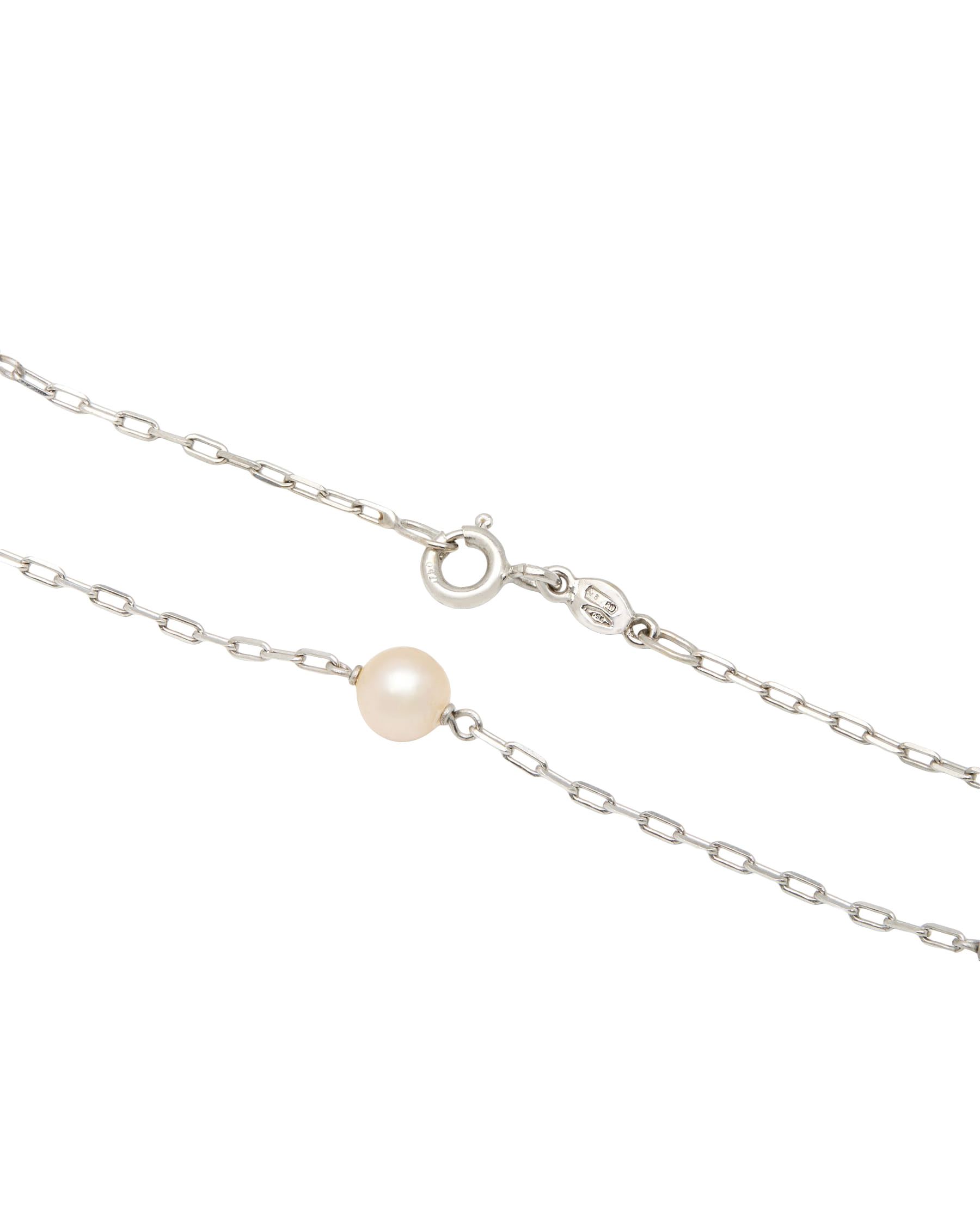 Collana in oro bianco con perle rosa e bianche 5,50 mm-2